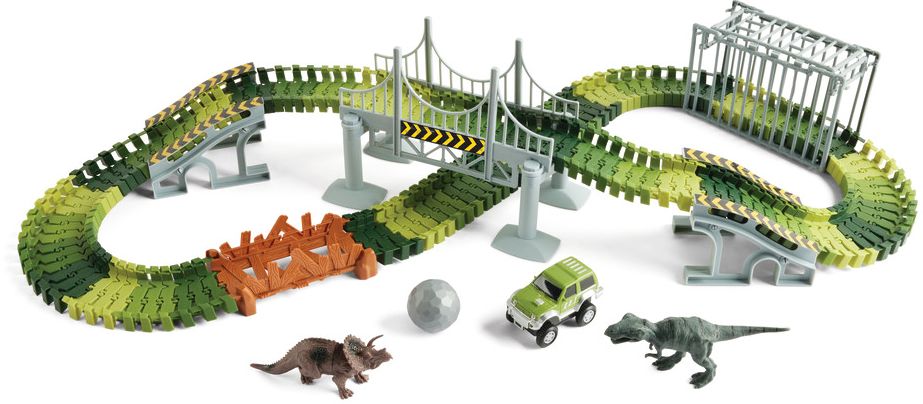 Kidoozie Dino Land Race Track Ages 3+ Dinosaurs Toy Flexible Road Race Playset