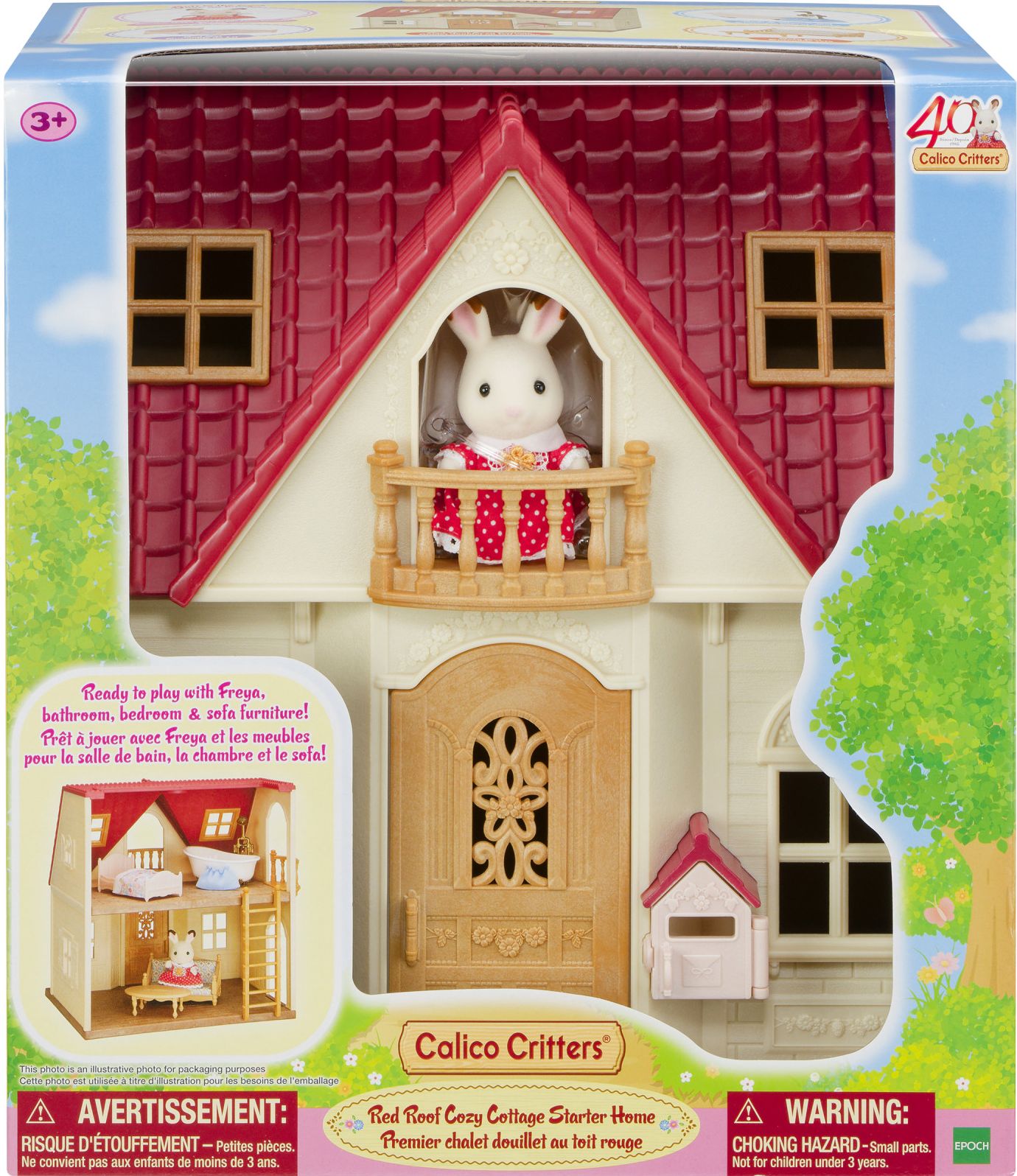 Calico Critters Red Roof Cozy Cottage, Dollhouse Playset with Figure, Furniture and Accessories