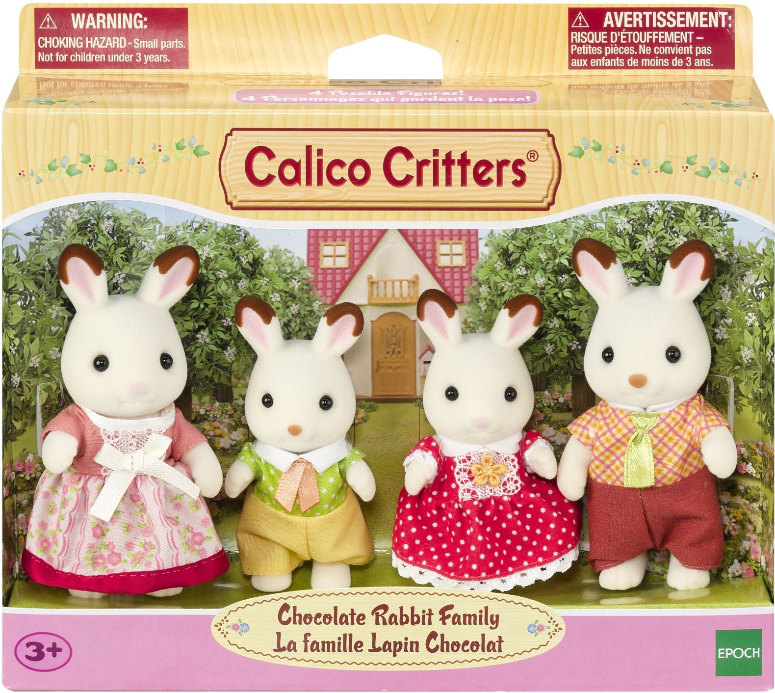 Calico Critters Chocolate Rabbit Family, Set of 4 Collectible Doll Figures