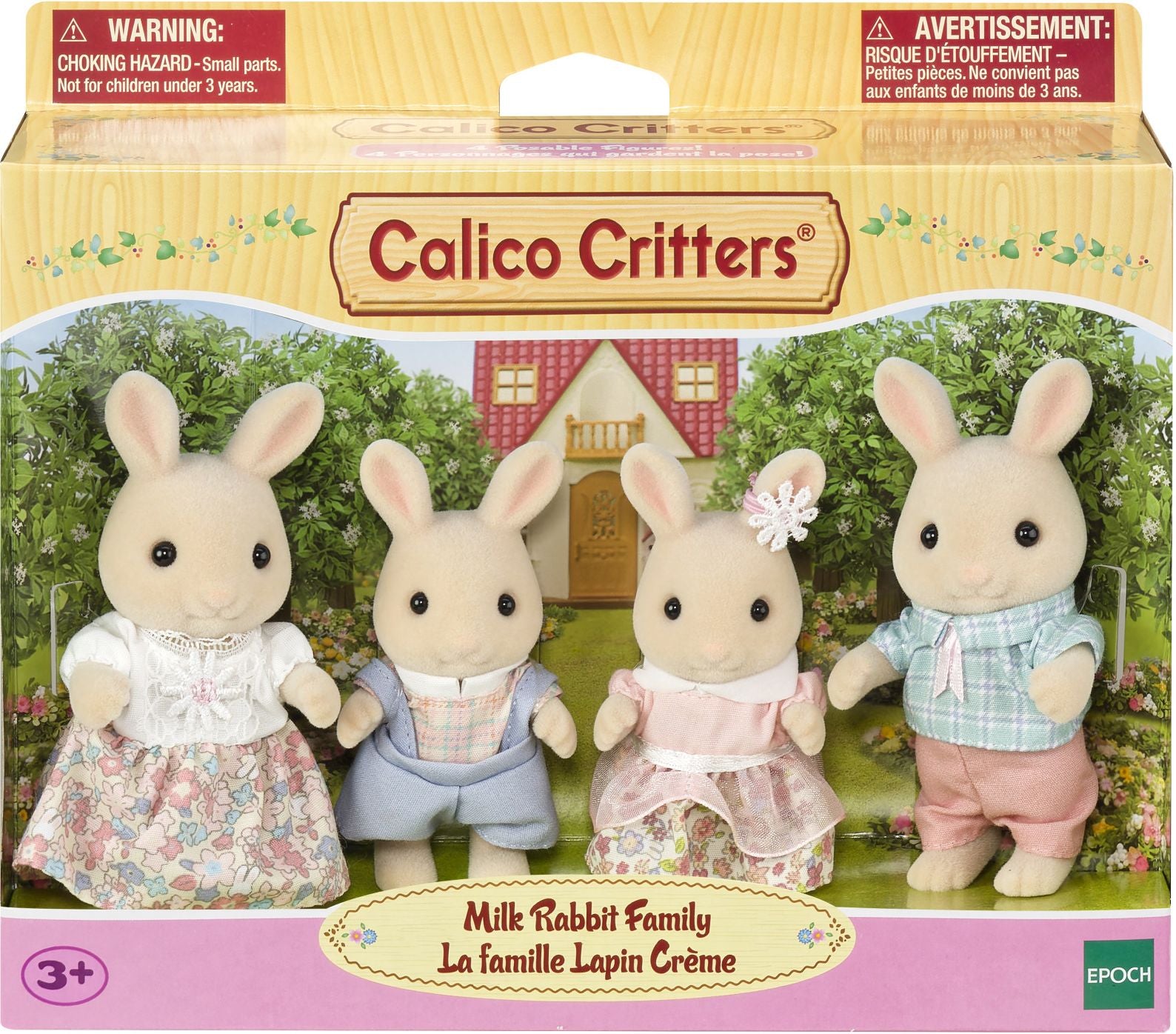Calico Critters Milk Rabbit Family, Set of 4 Collectible Doll Figures