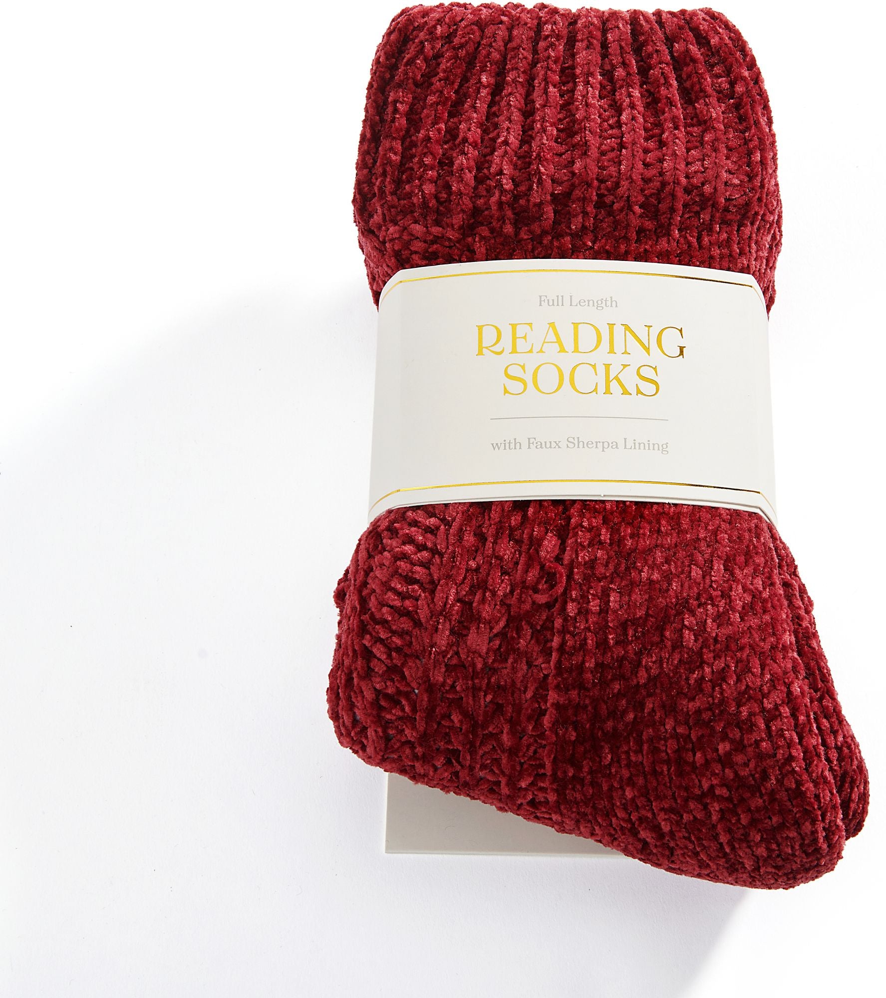 Red Cable Knit Chenille Reading Sock