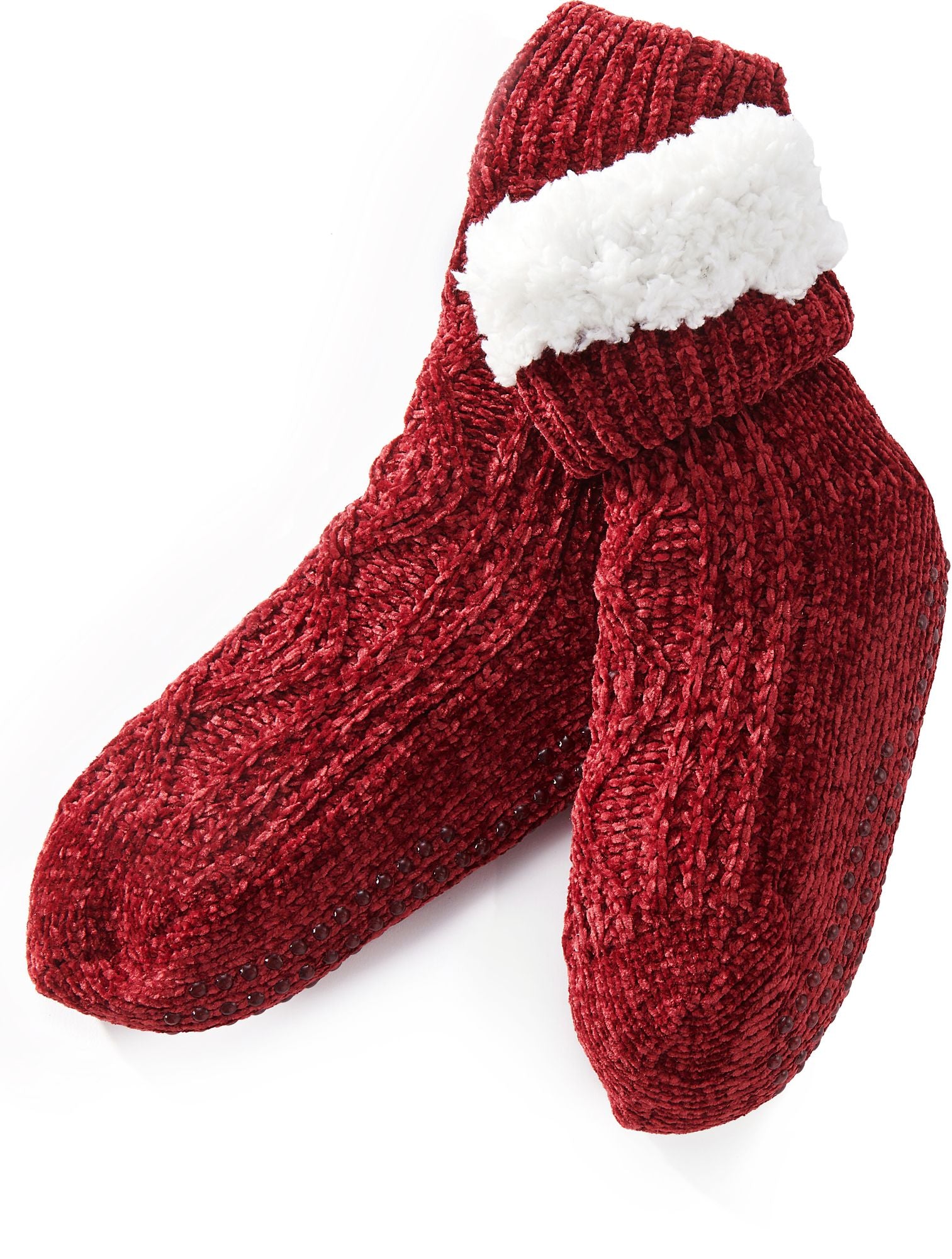 Red Cable Knit Chenille Reading Sock