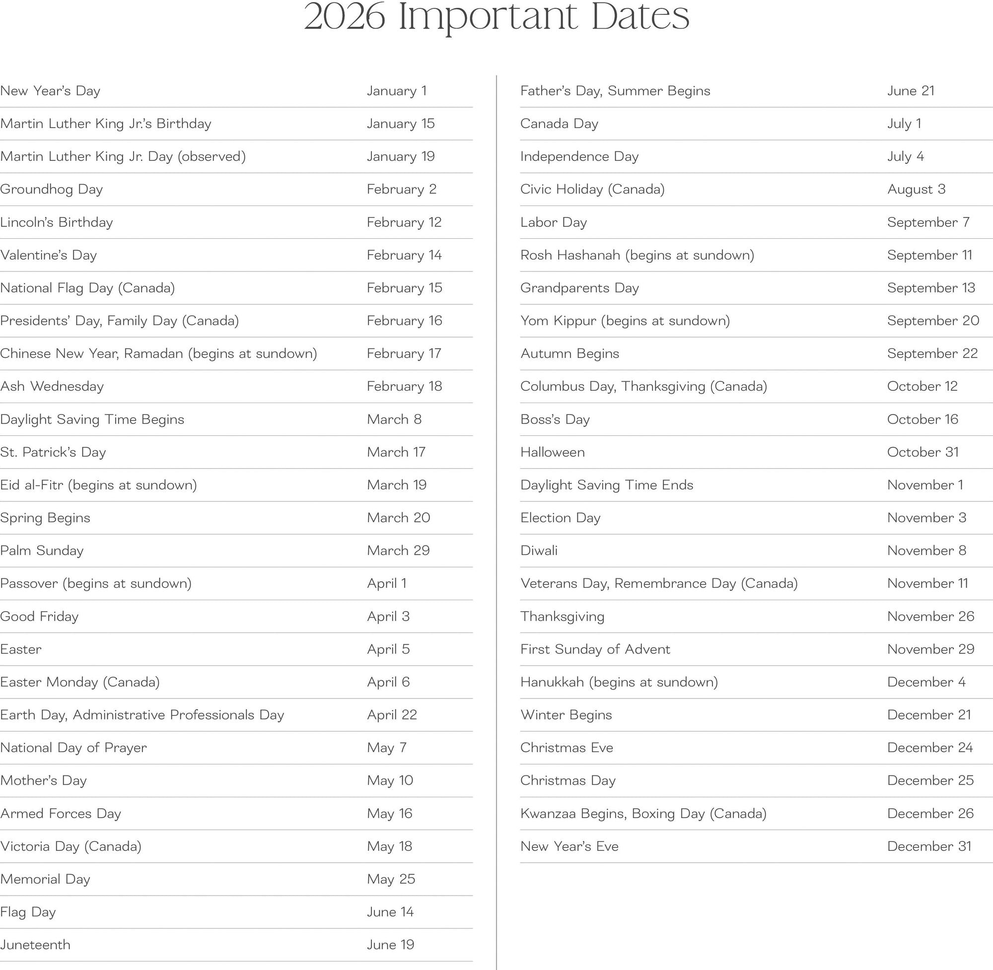 2026 AUTHORS BIRTHDAYS STANDARD WALL CALENDAR - Exclusive