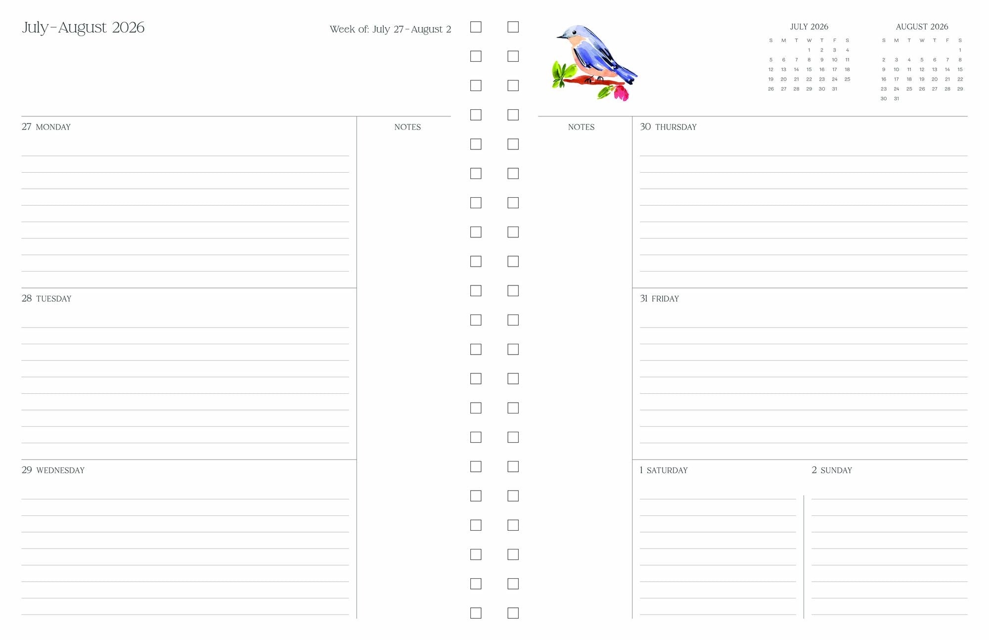 2026-2027 Ultimate Planner Birds and Butterflies