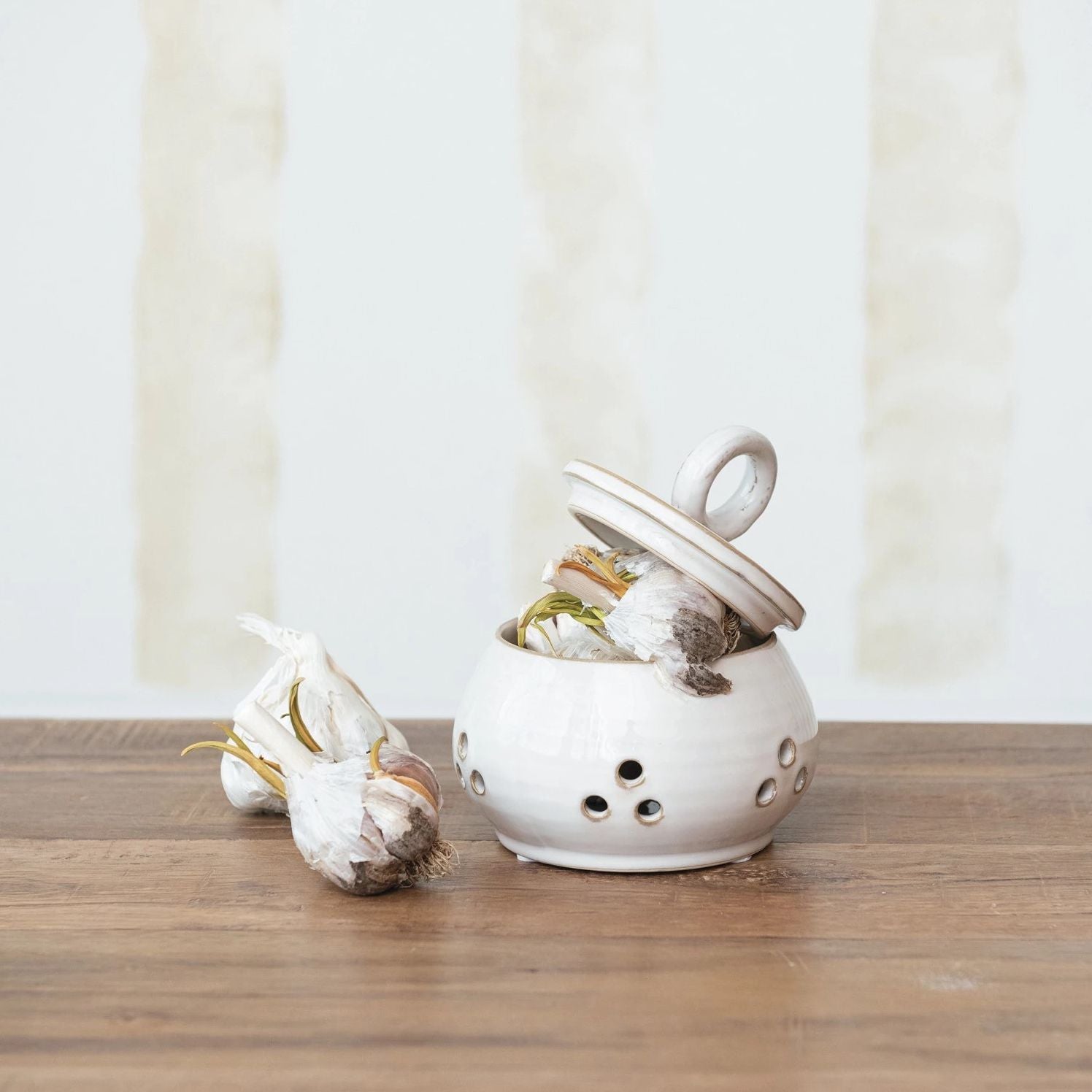 Stoneware Garlic Storage Jar