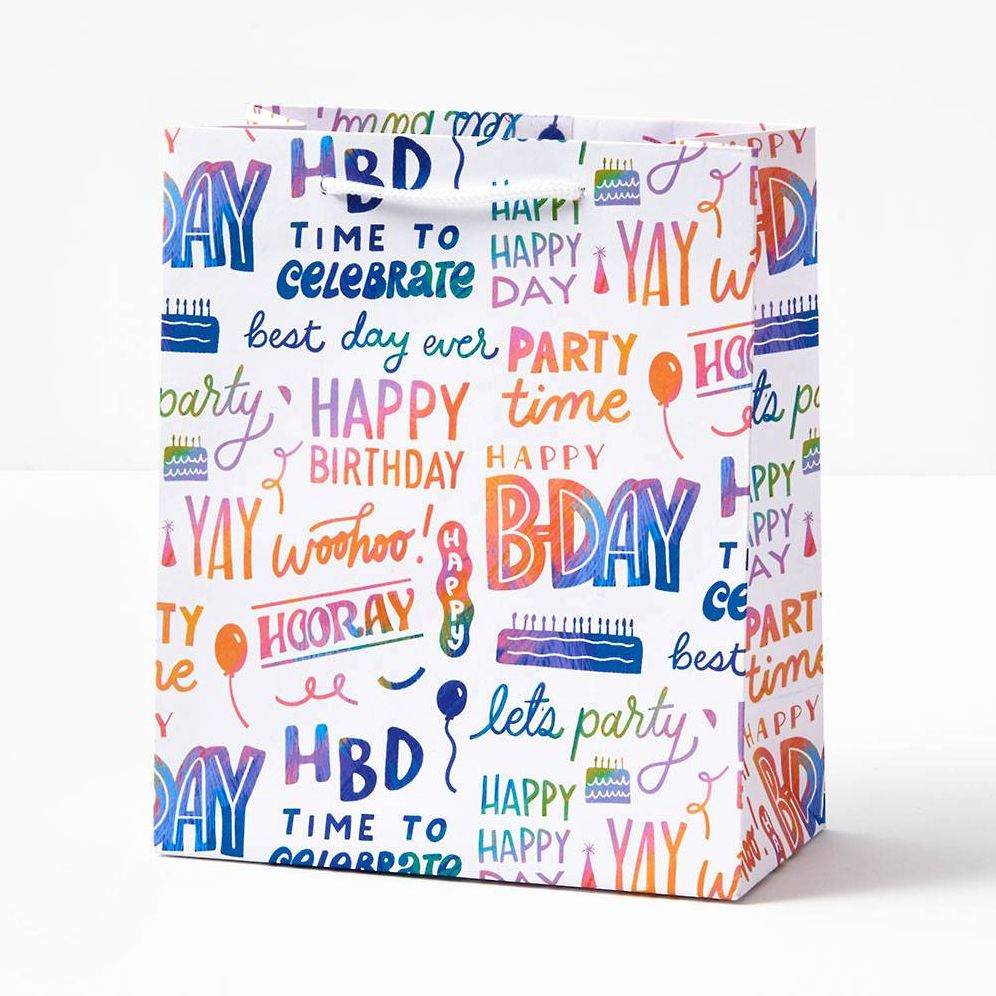 Happy Birthday Rainbow Script Medium Gift Bag
