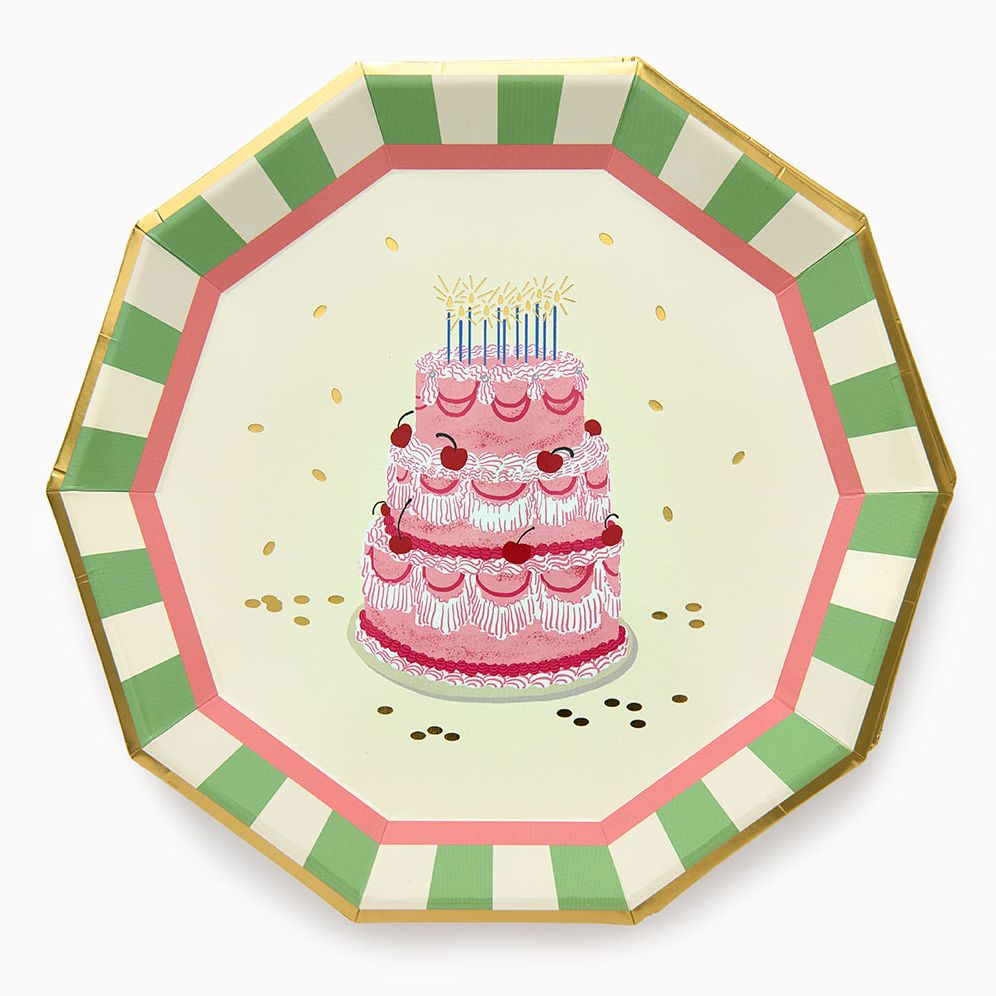Vintage Cake 9" Decagon Paper Plates - S/10