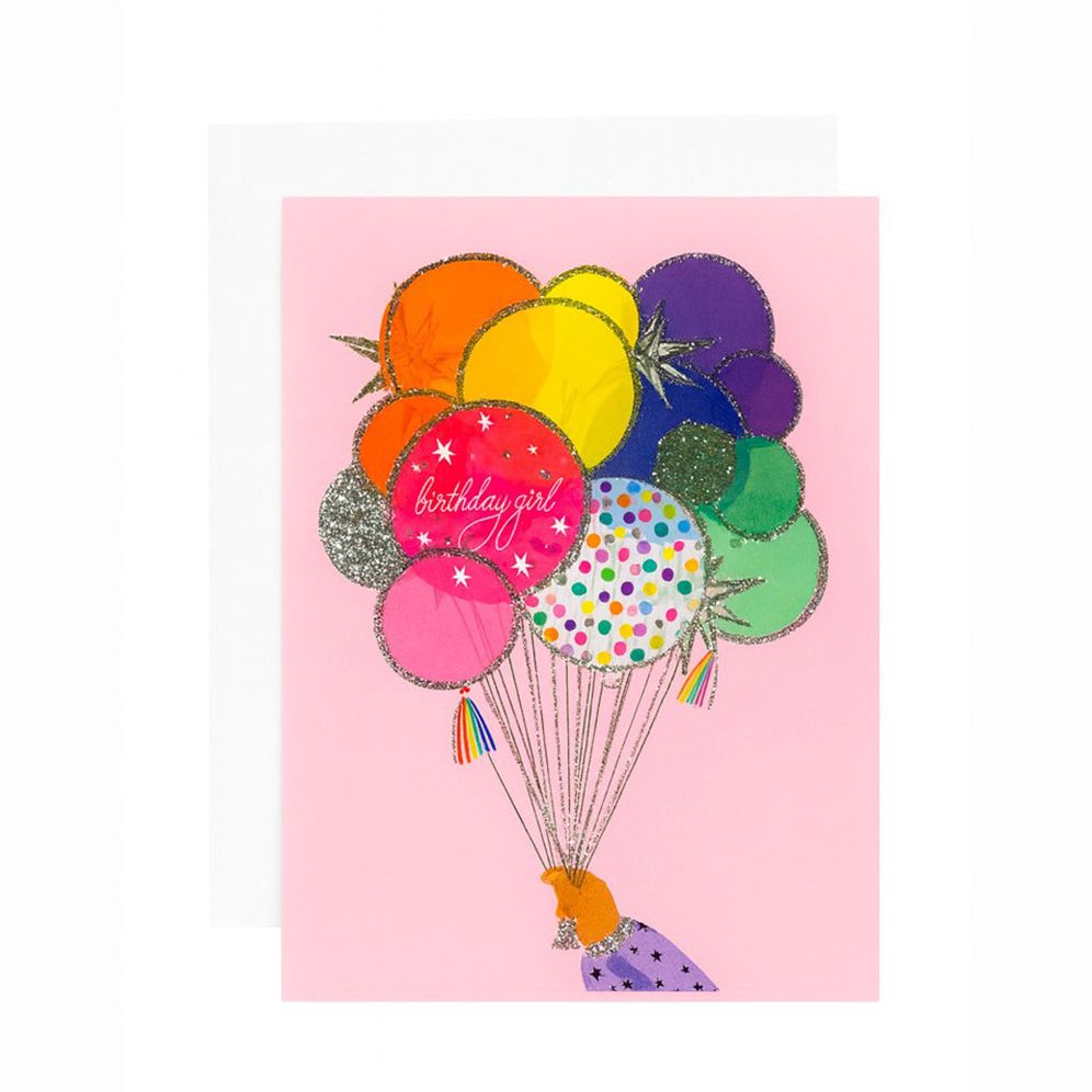 Birthday Girl Balloons Specialty Glitter Card