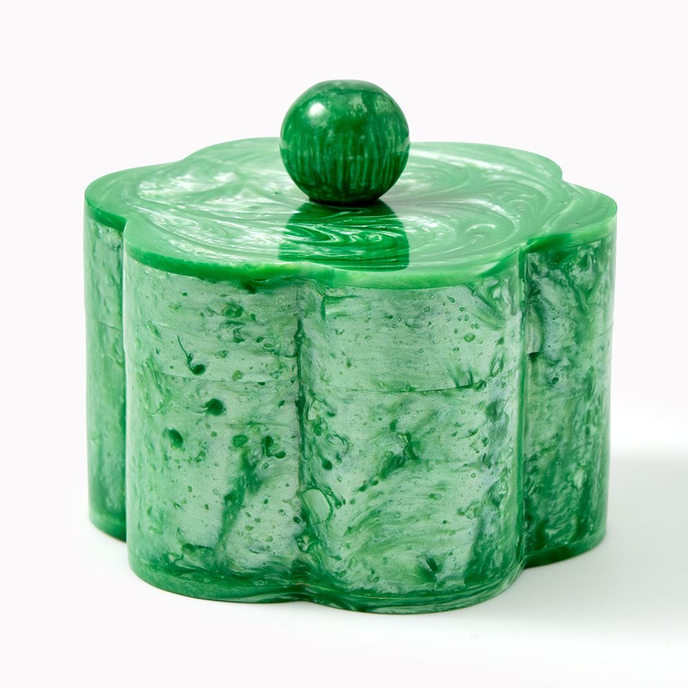 Marbled Resin Floral Trinket Dish