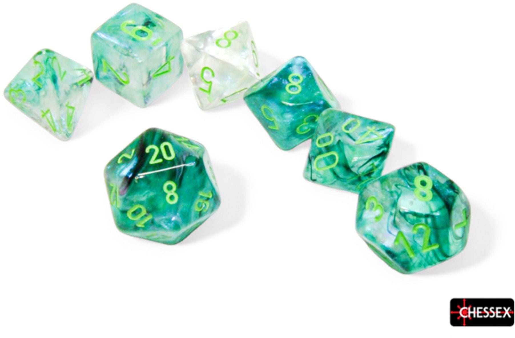 Borealis Polyhedral Kelp/Light Green w/Lmnry by Chessex