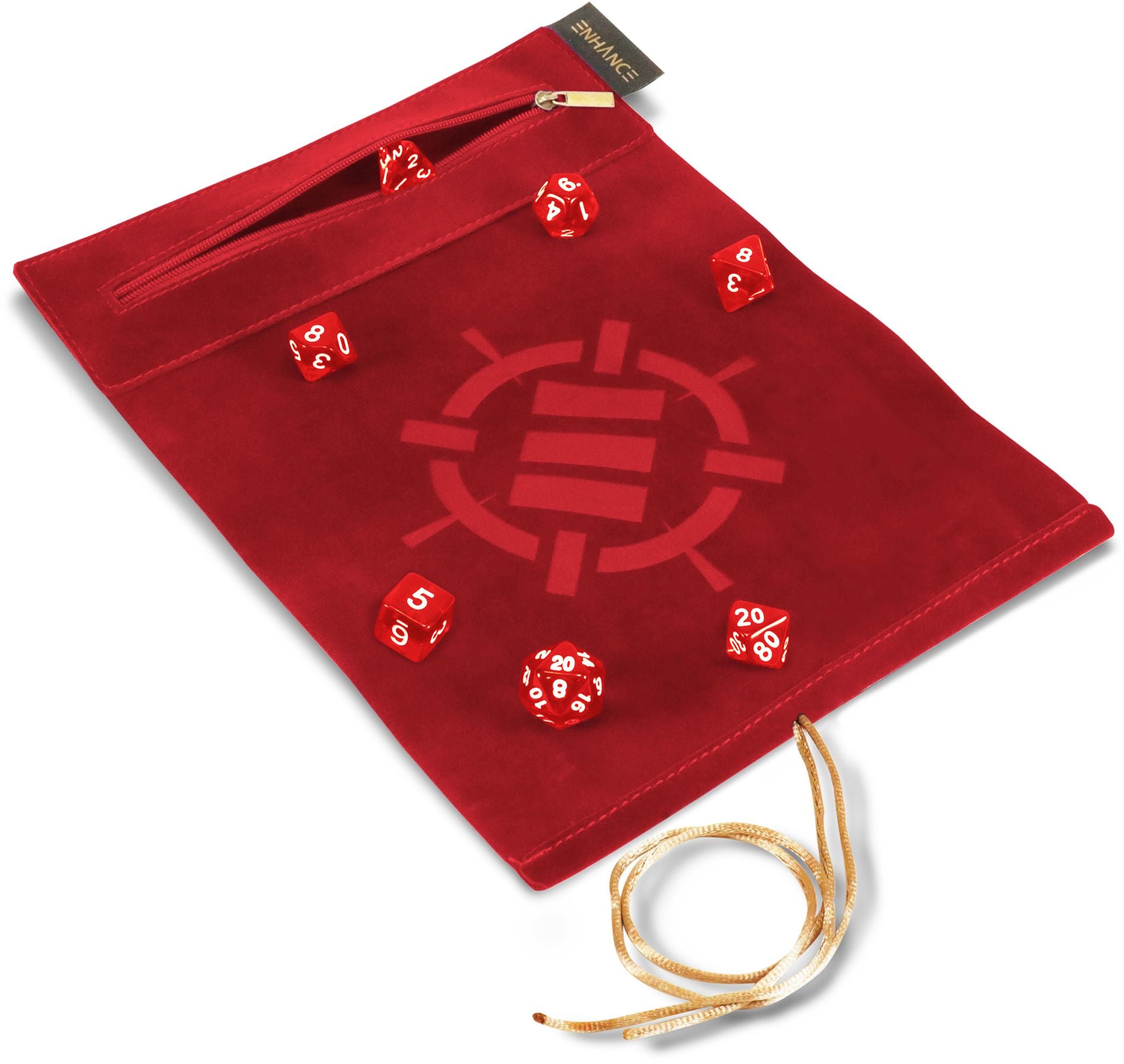 ROLL ON A SCROLL ACRYLIC DICE SET & CASE RED