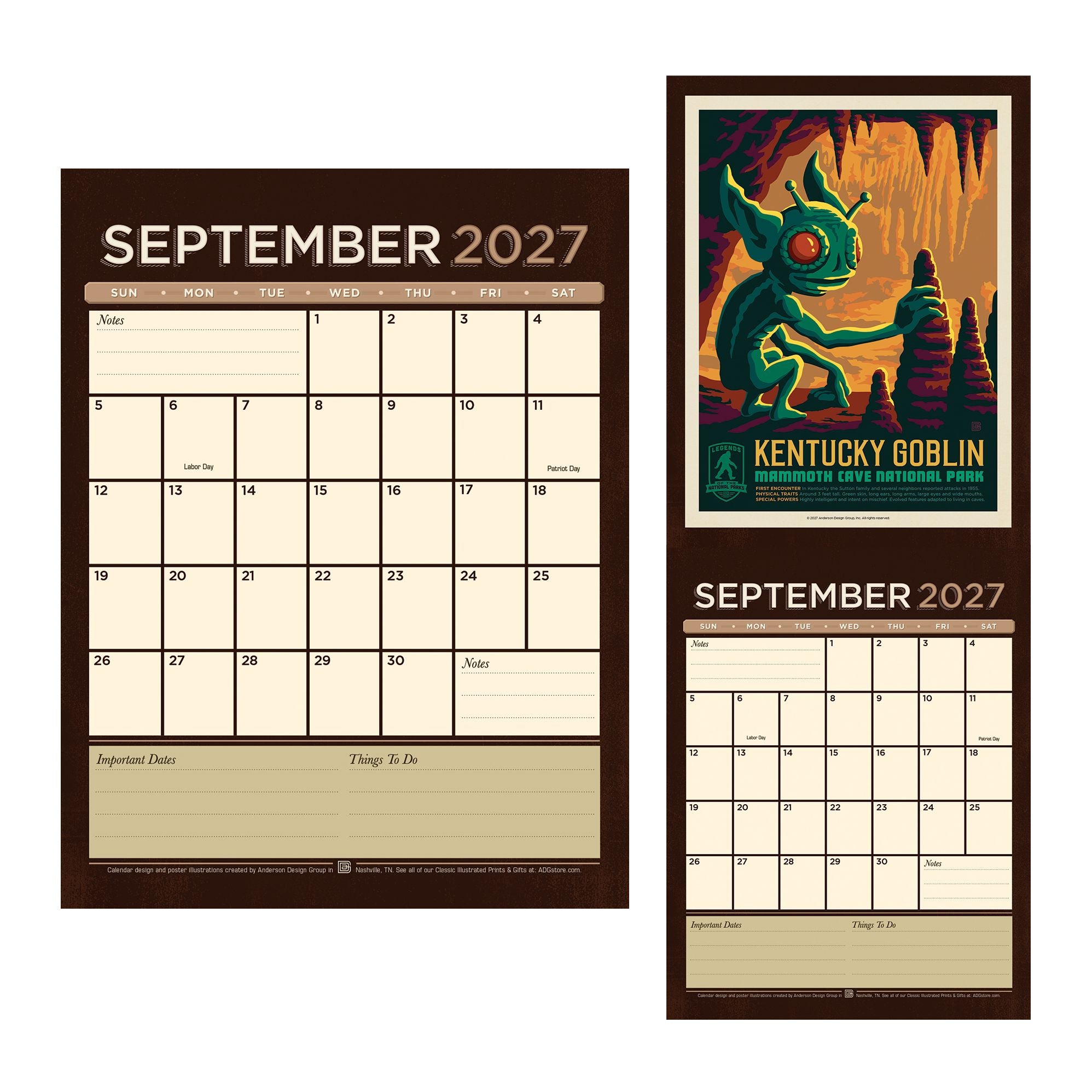 2027 Legends of the National Parks Vintage Art Wall Calendar