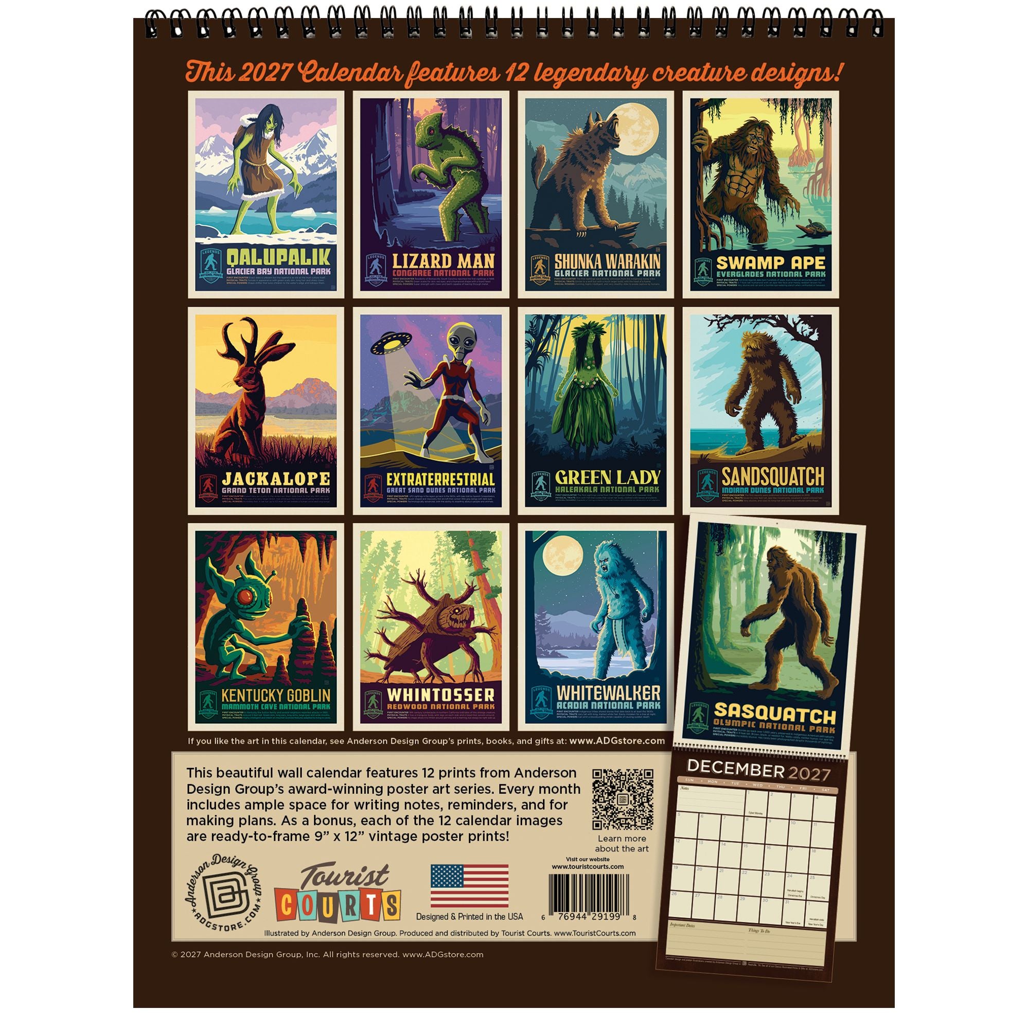 2027 Legends of the National Parks Vintage Art Wall Calendar