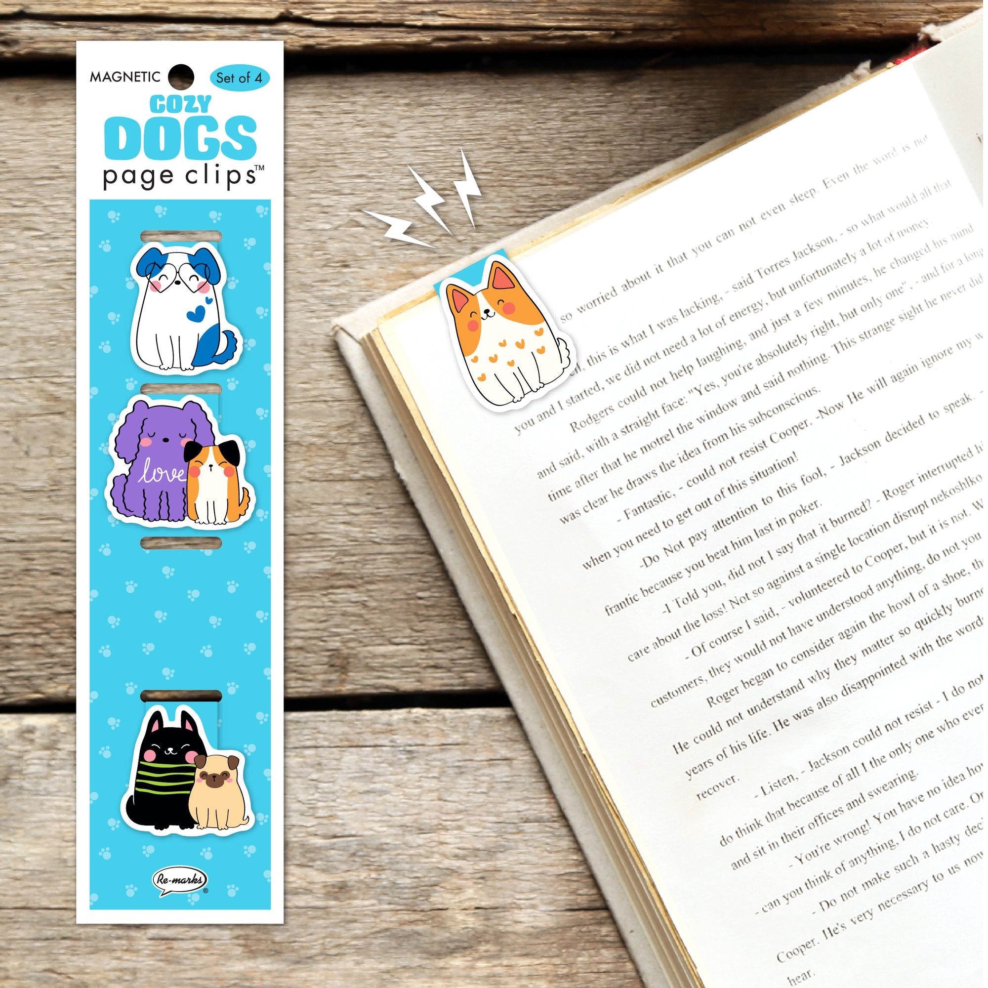 Cozy Dogs Page Clip Bookmarks Set of 4