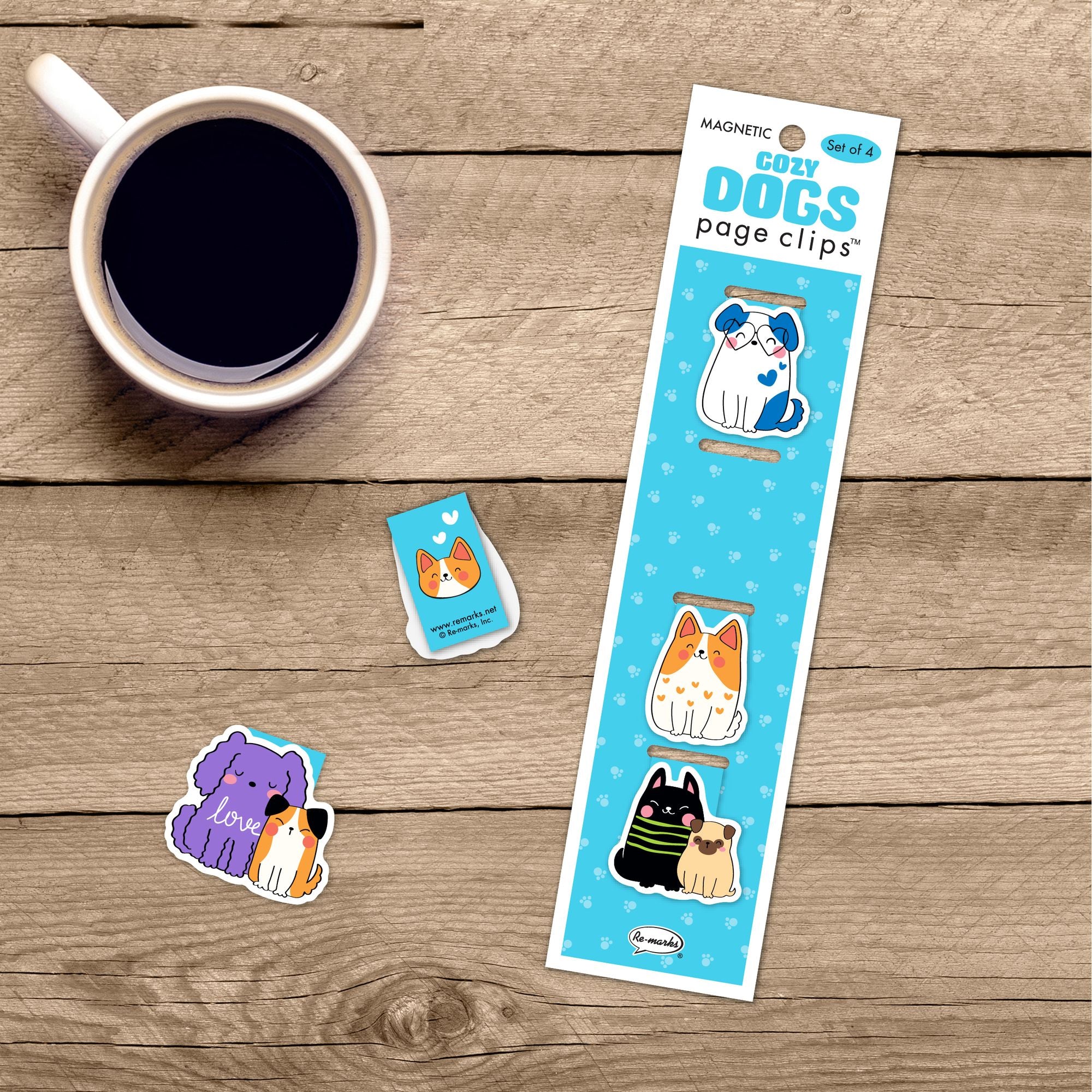 Cozy Dogs Page Clip Bookmarks Set of 4