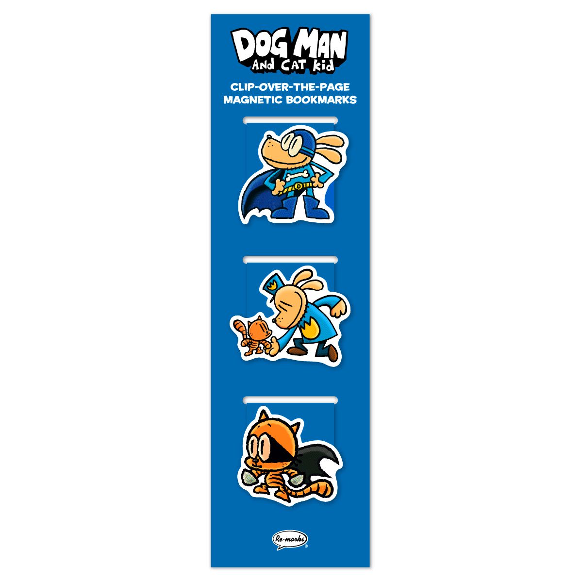 Dog Man and Cat Kid Character Magnetic Bookmark Trio