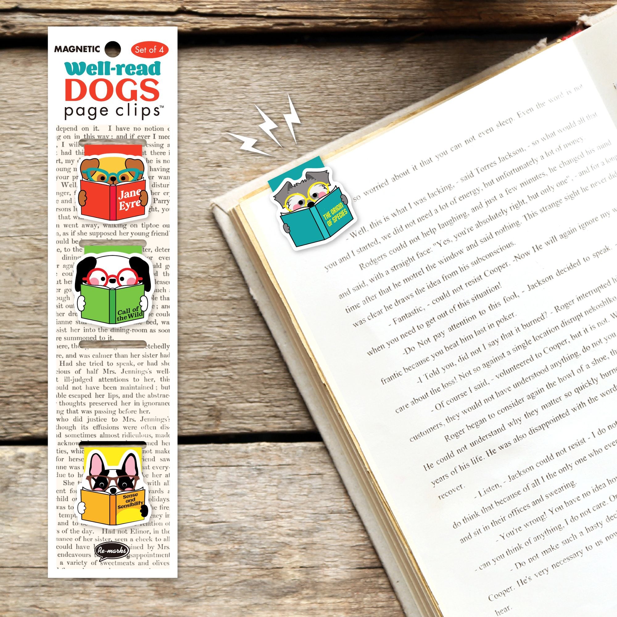 Well-Read Dogs Page Clip Bookmarks Set of 4