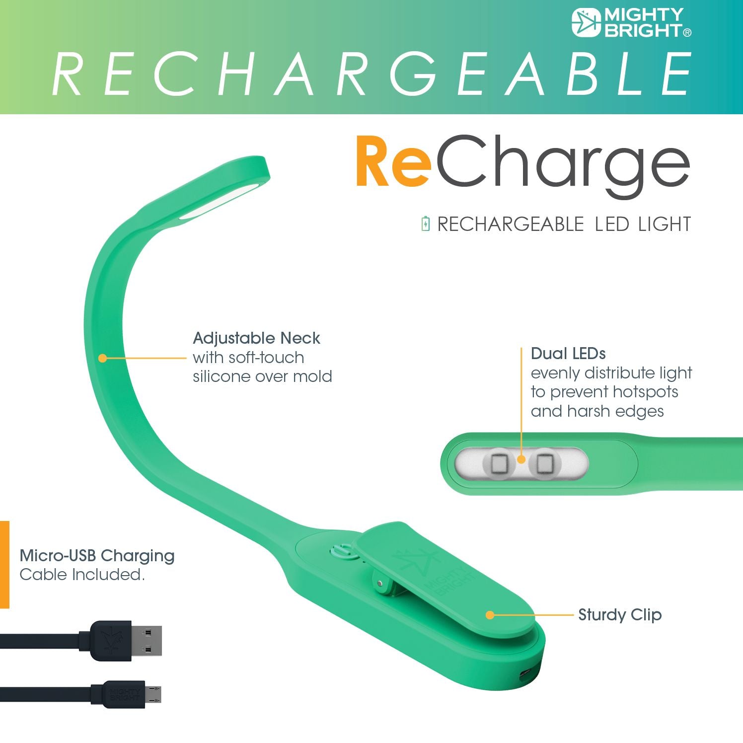 Mighty Bright Recharge Book Light Green