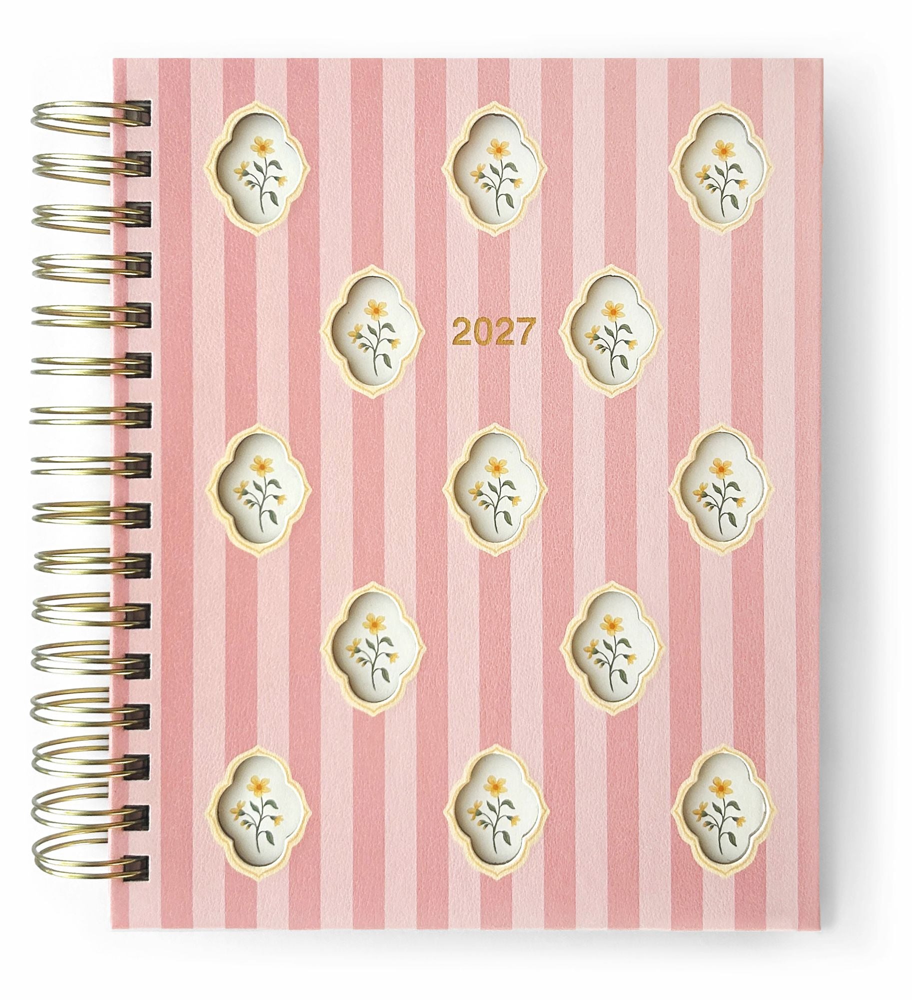 2026-2027 Floral Stripe Frames Die-cut 17-Month Planner