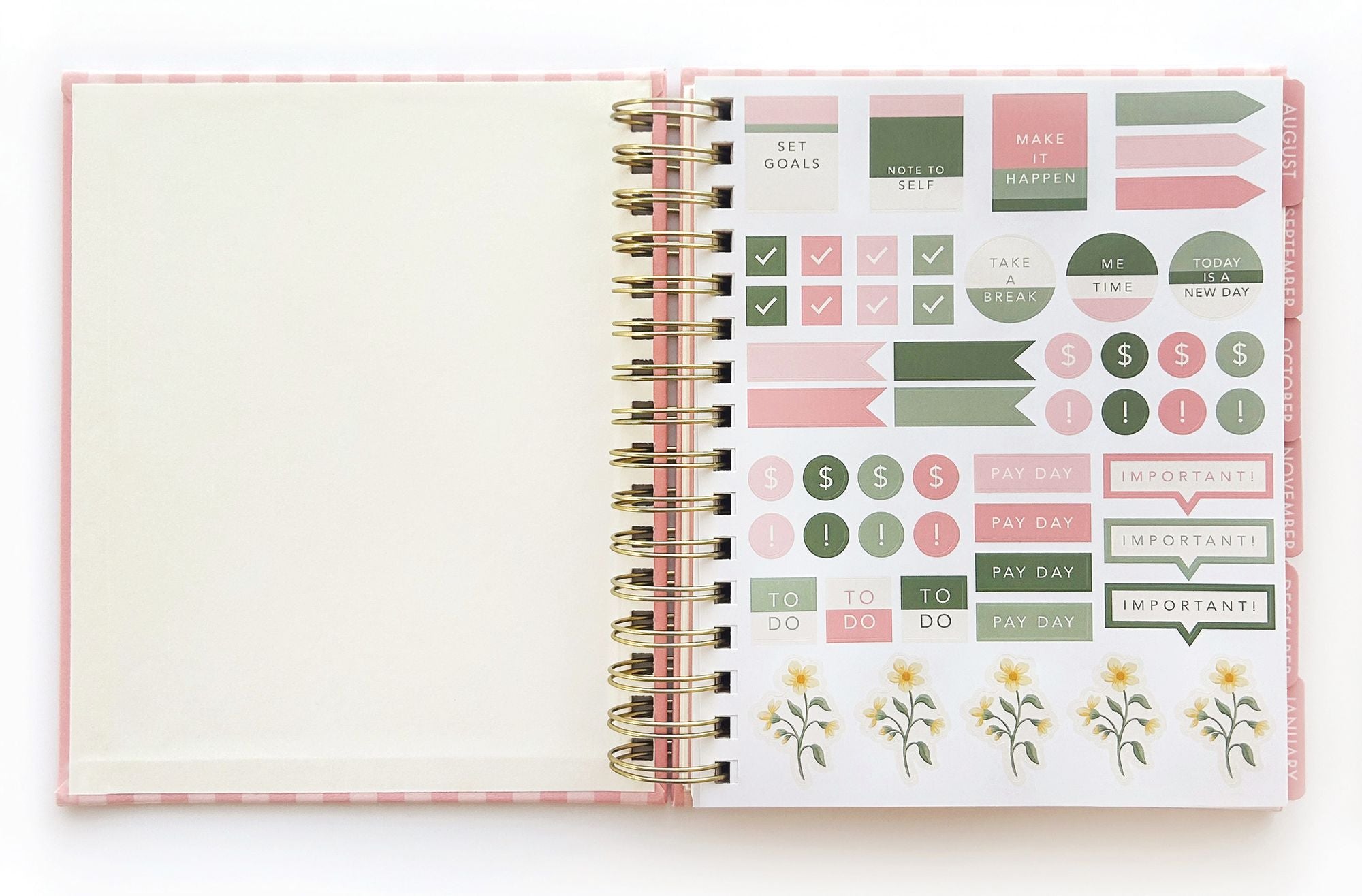 2026-2027 Floral Stripe Frames Die-cut 17-Month Planner