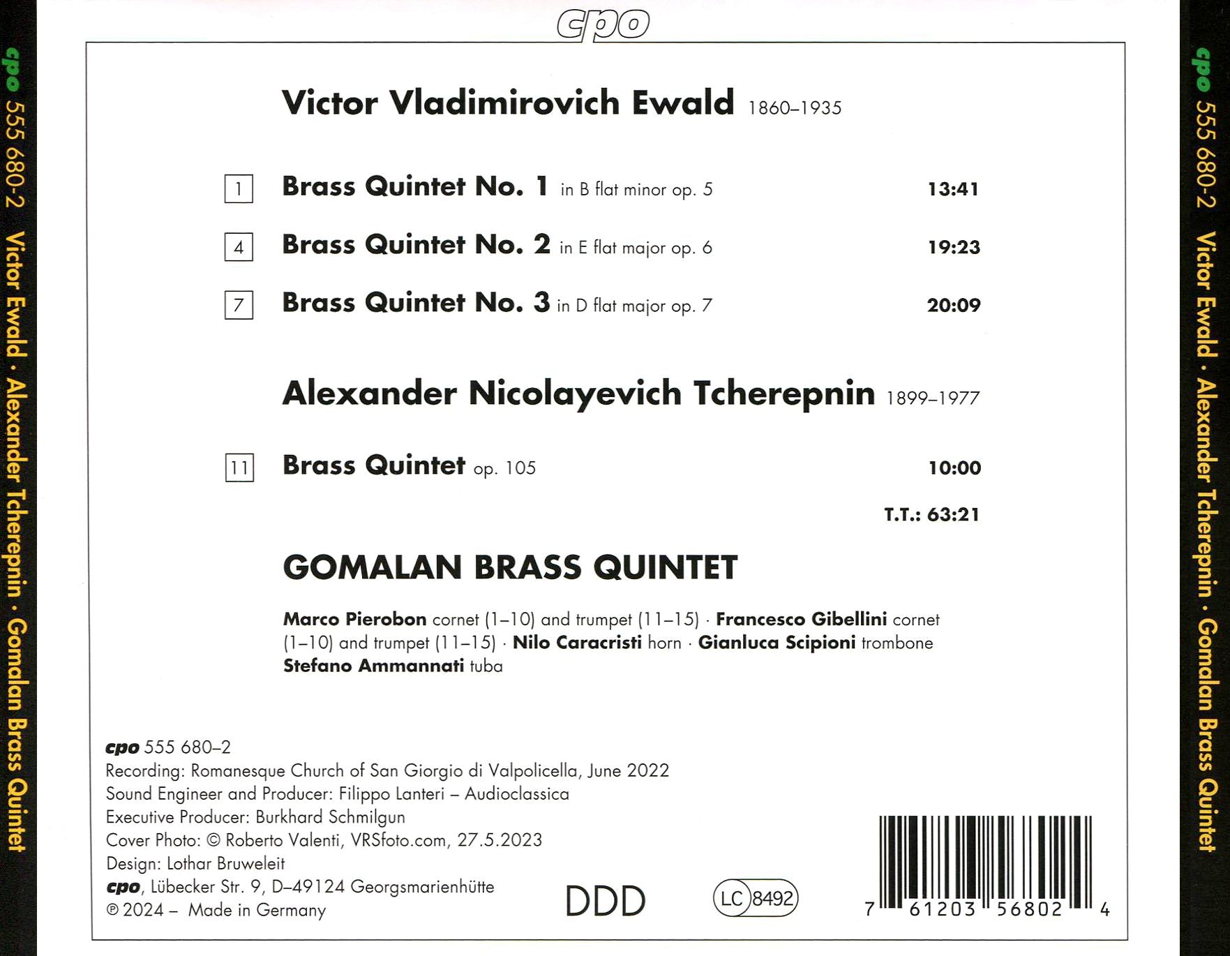 Alexander Tcherepnin: Brass Quintet; Victor Ewald: 3 Brass Quintets