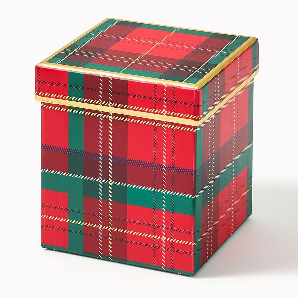Holiday Plaid Square Gift Box