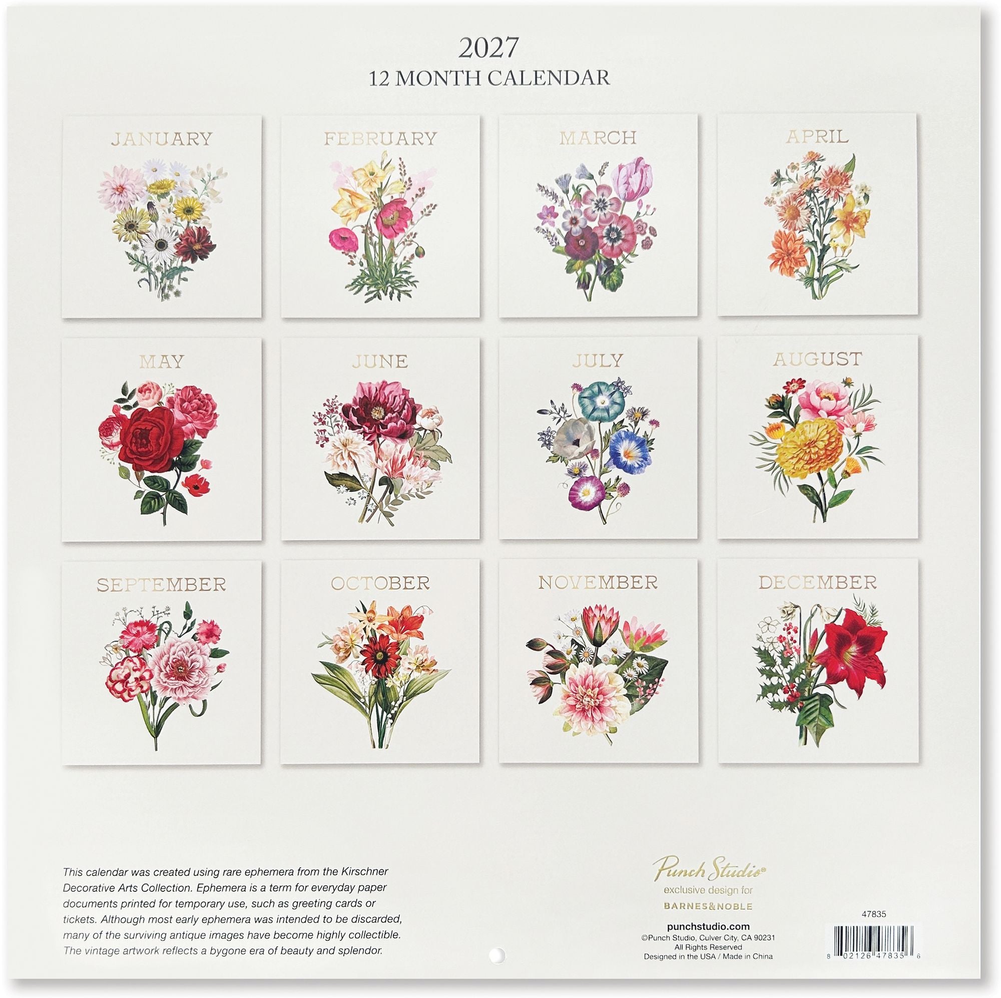 2027 Vintage Floral Wall Calendar - Exclusive