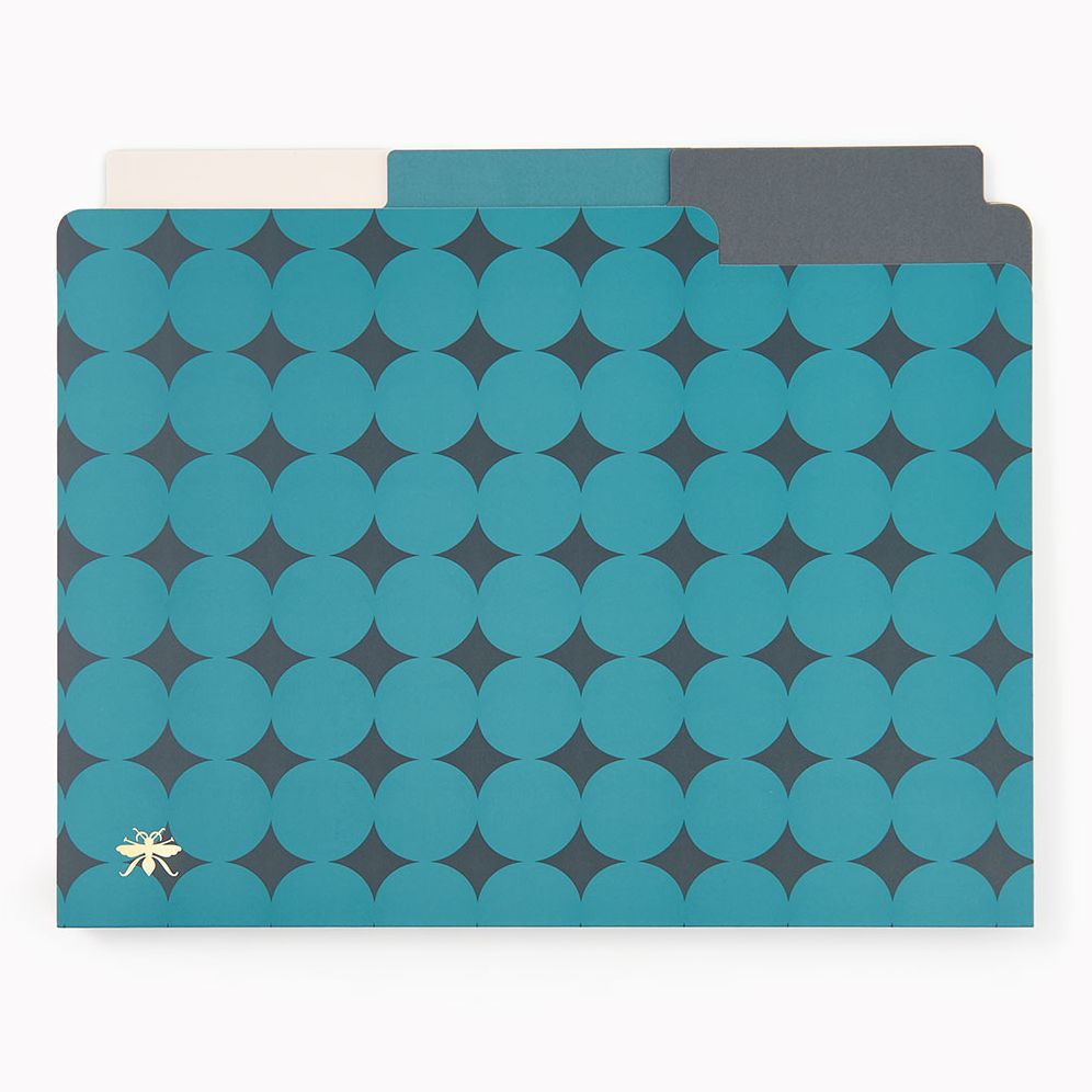 Teal Diamond Paper Wasp File Folders S/6