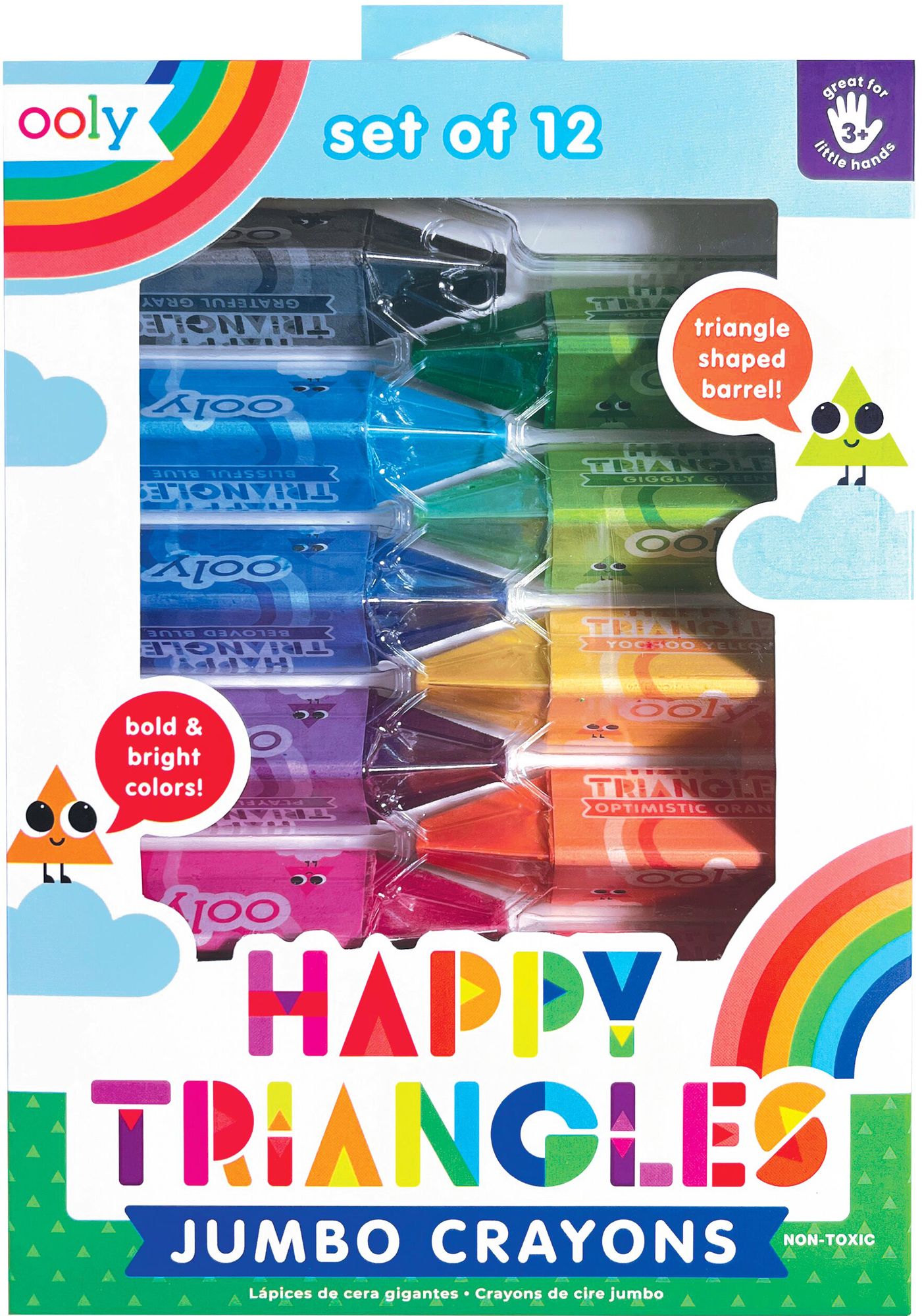 Happy Triangles Jumbo Crayons - Set of 12