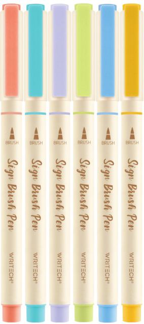 Natural Sign Brush Pen S/6 - Assorted Ink