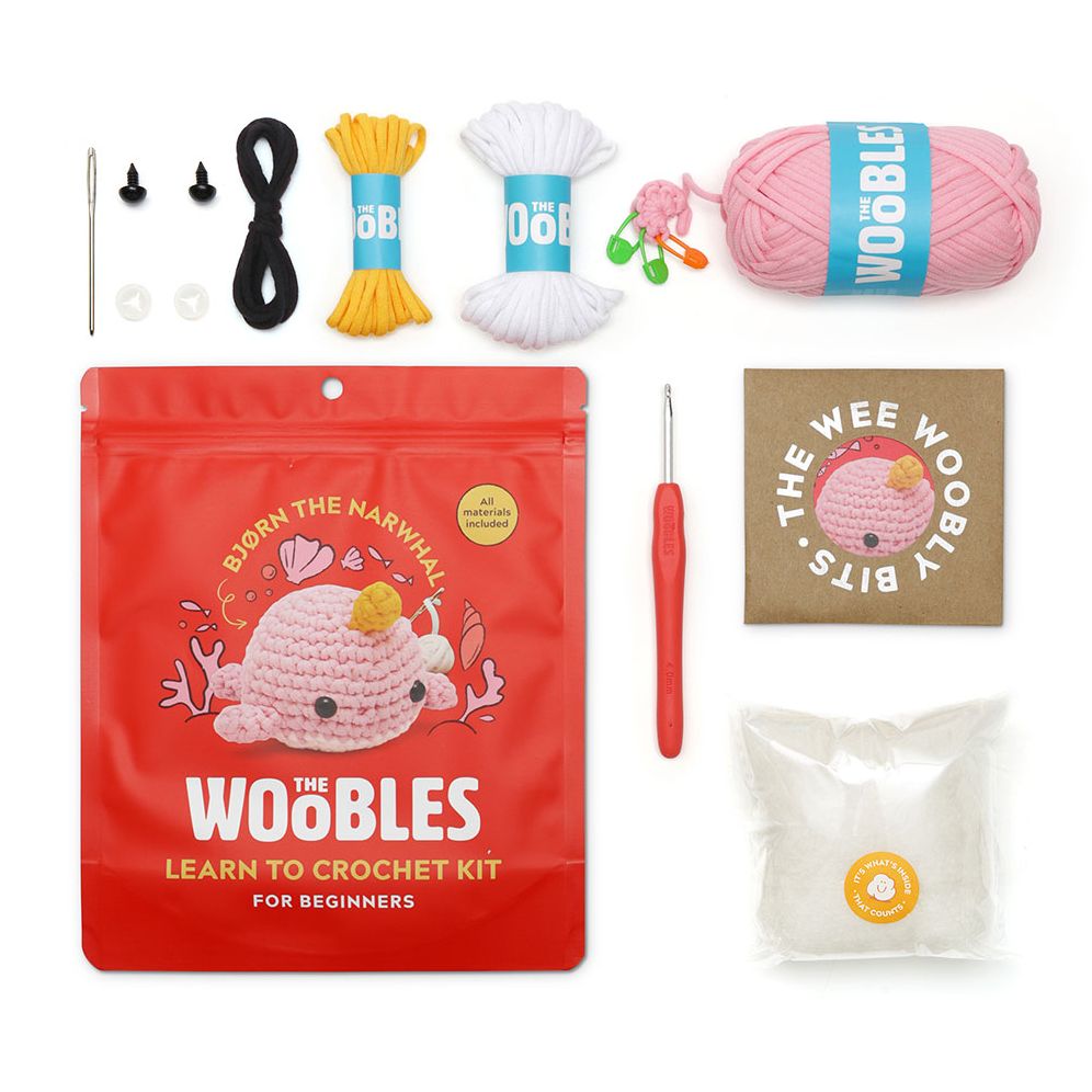 Bjørn the Narwhal Pink Learn to Crochet Kit