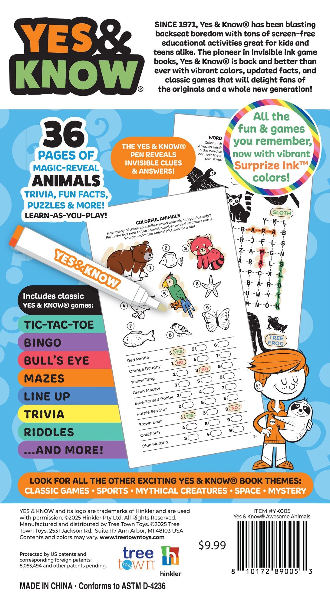 Yes & Know, The Original Invisible Ink Trivia Game Books-Awesome Animals