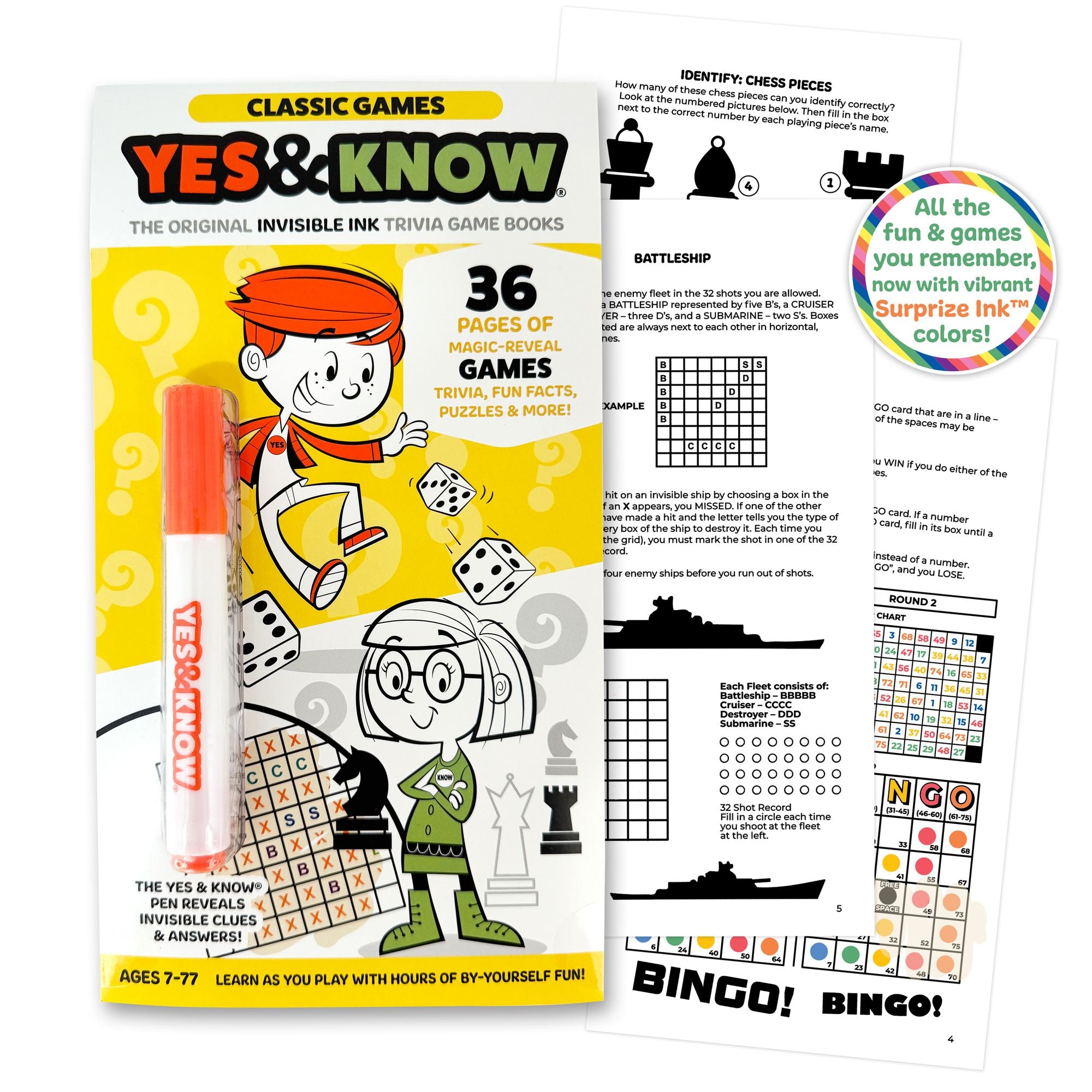 Yes & Know, The Original Invisible Ink Trivia Game Books- Classic Games