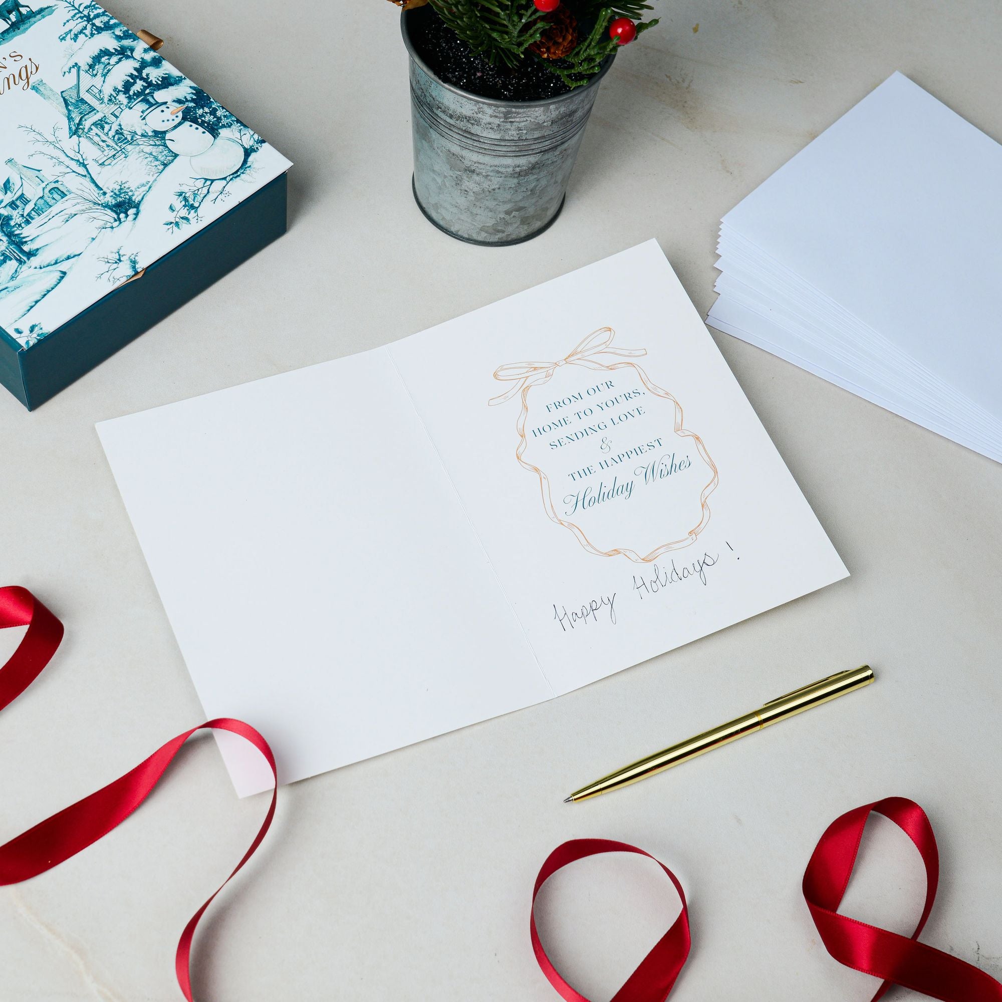 Season's Greetings Toile Boxed Christmas Cards Set of 20