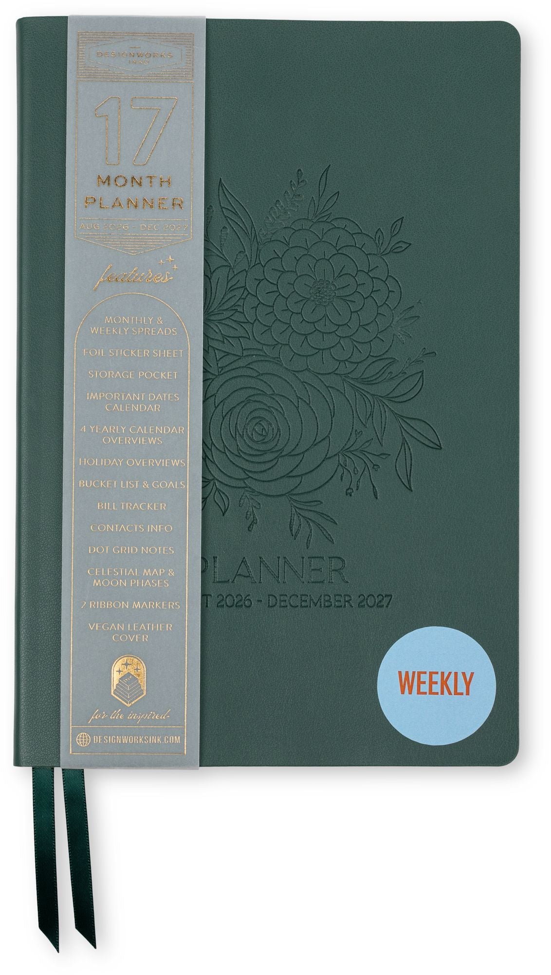 2026-2027 Monotone Bouquet Leatherette Weekly Desk Planner