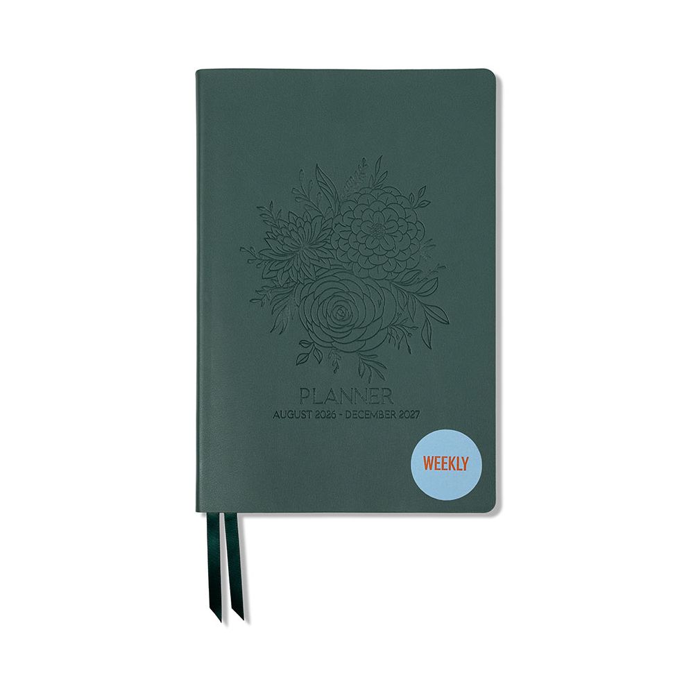 2026-2027 Monotone Bouquet Leatherette Weekly Desk Planner
