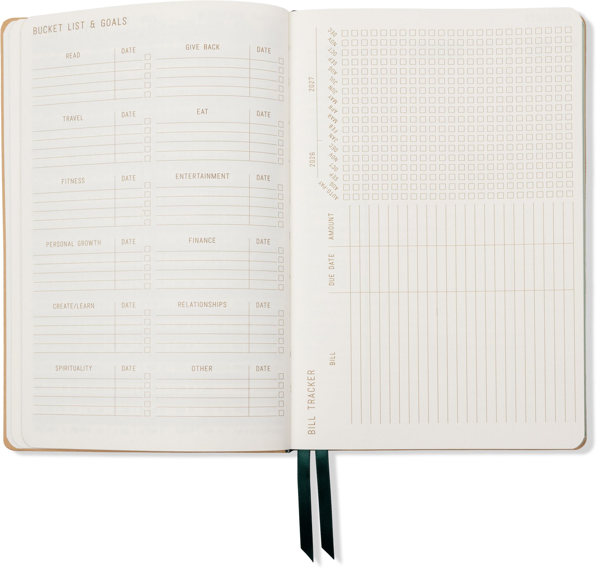 2026-2027 Monotone Bouquet Leatherette Weekly Desk Planner