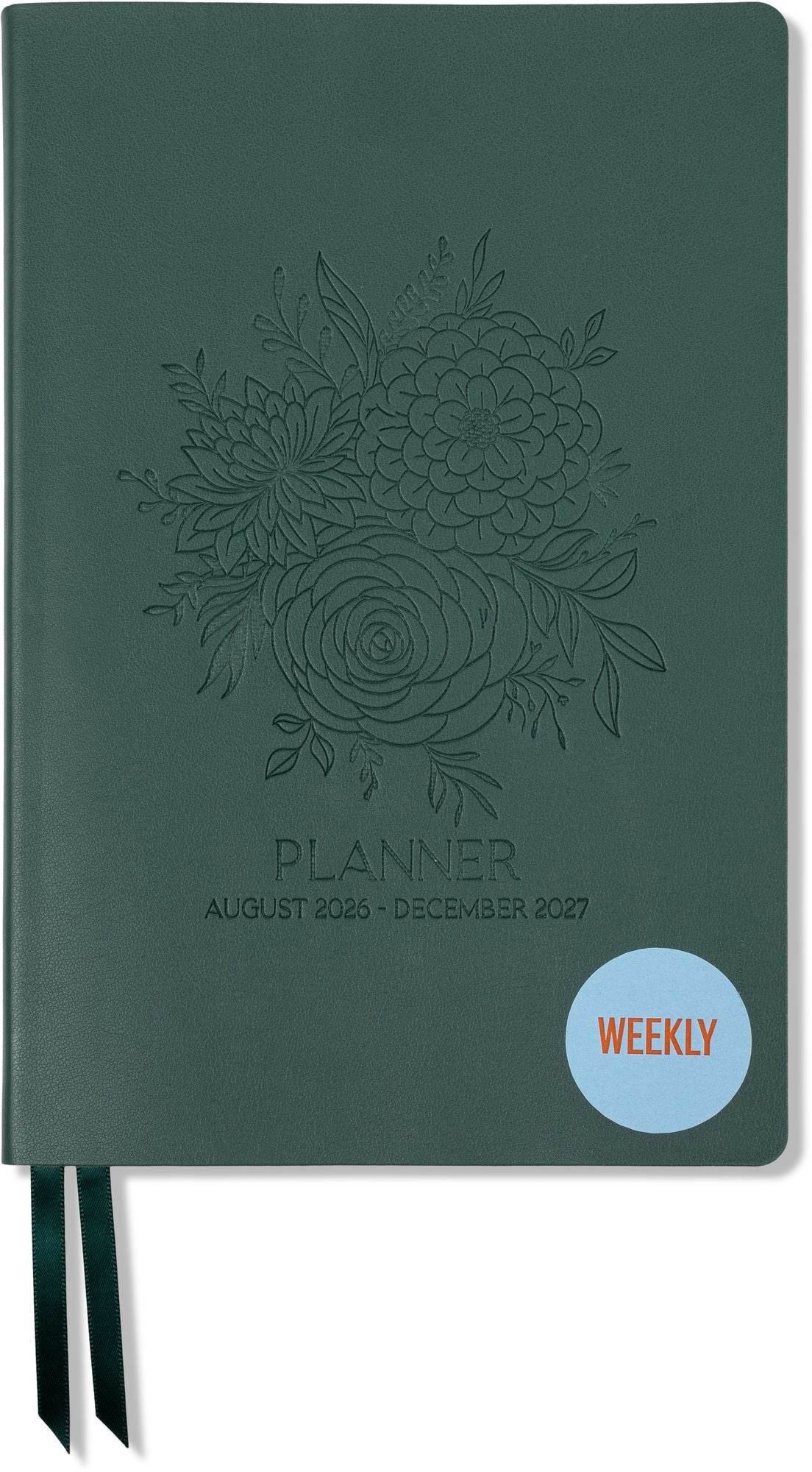 2026-2027 Monotone Bouquet Leatherette Weekly Desk Planner