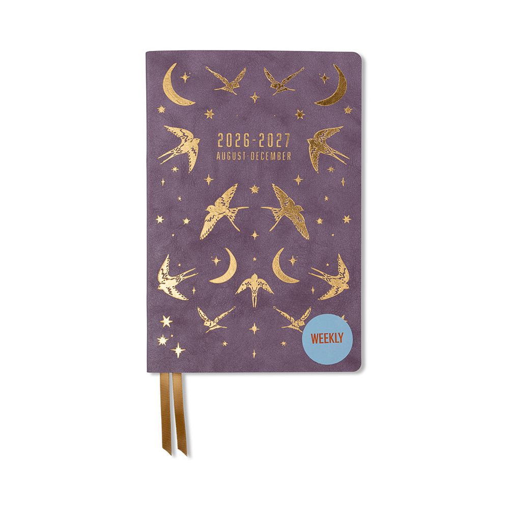 2026-2027 Celestial Birds Leatherette Weekly Desk Planner