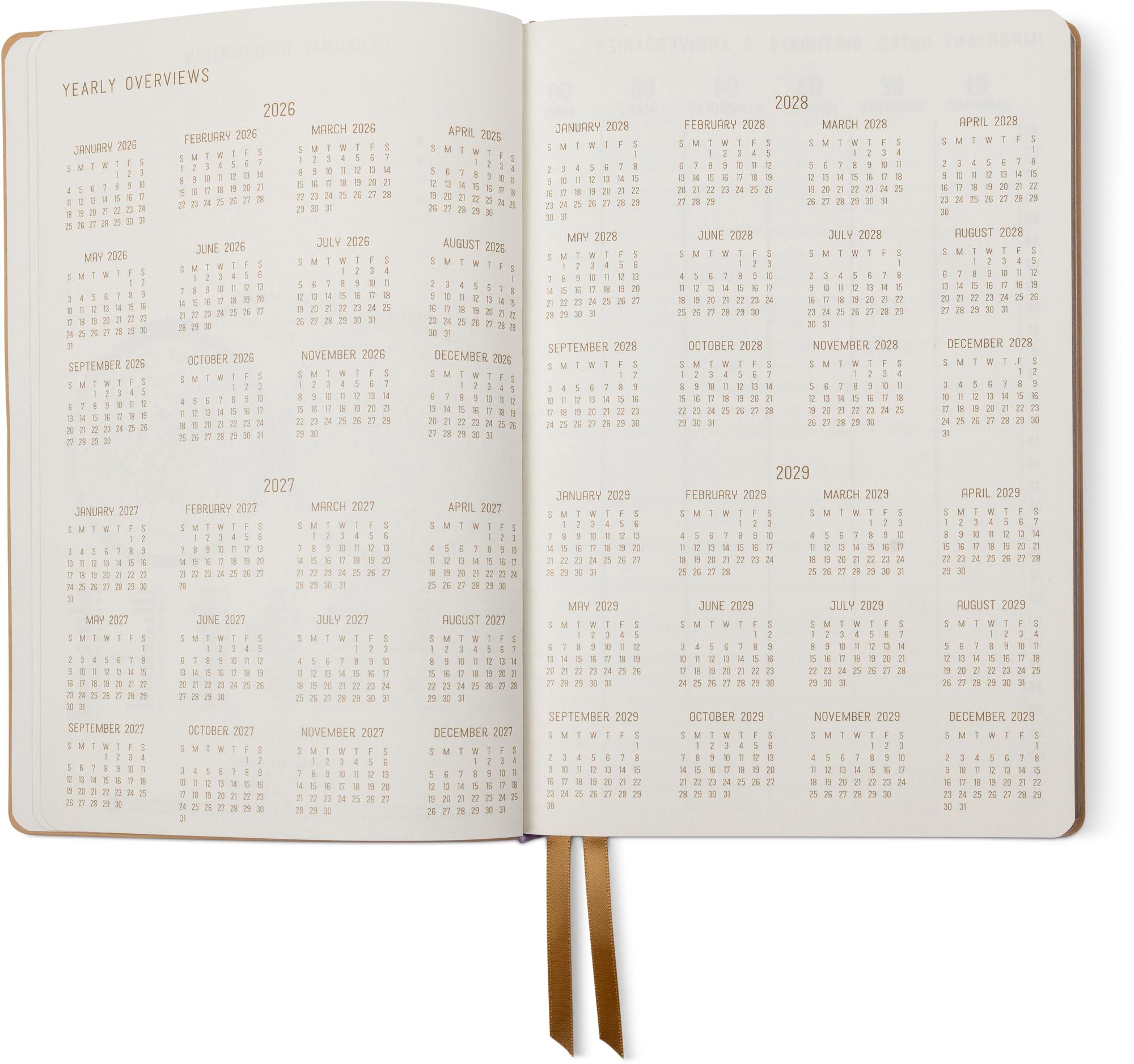2026-2027 Celestial Birds Leatherette Weekly Desk Planner