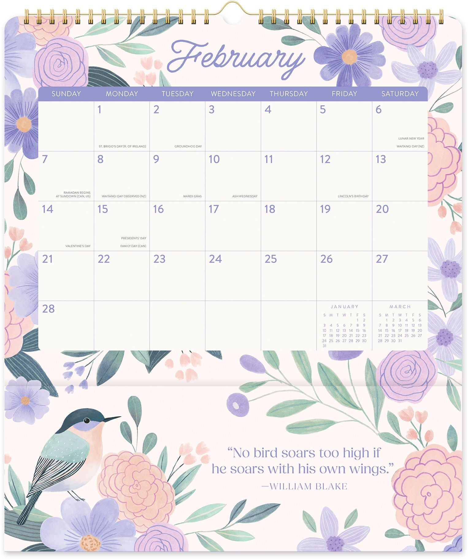 2027 Birds & Blooms Pockets Plus Wall Calendar
