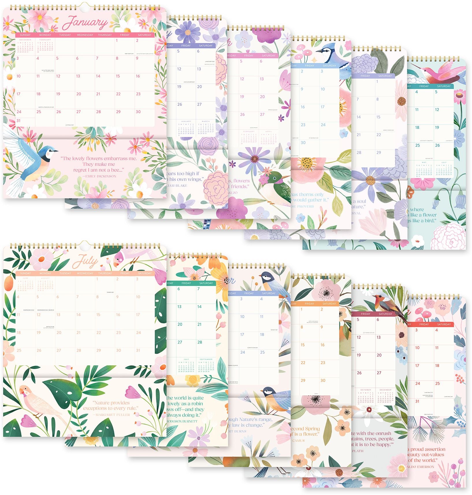 2027 Birds & Blooms Pockets Plus Wall Calendar