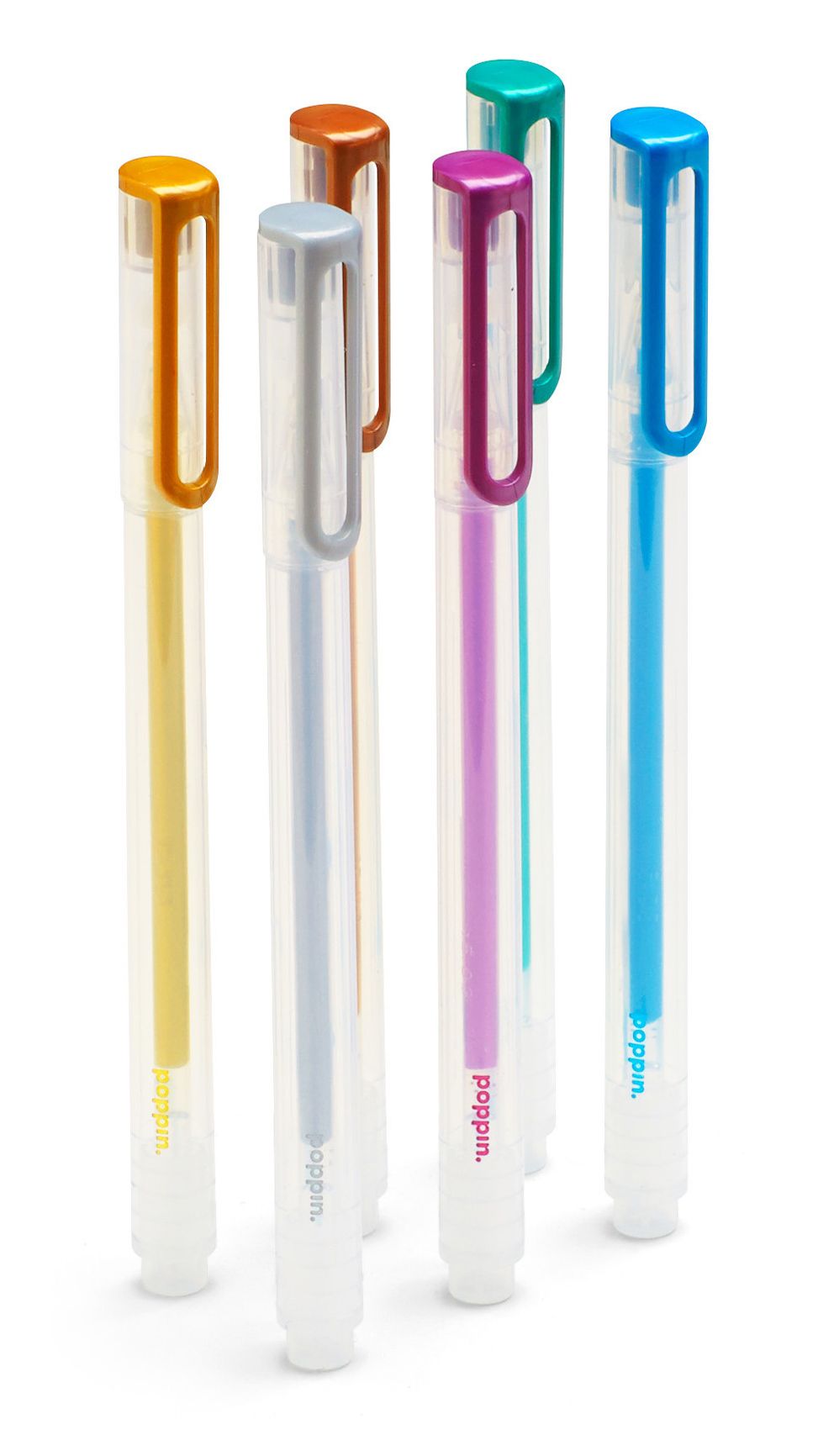 Poppin Metallic Assorted Gel Ink Pens, Set of 6