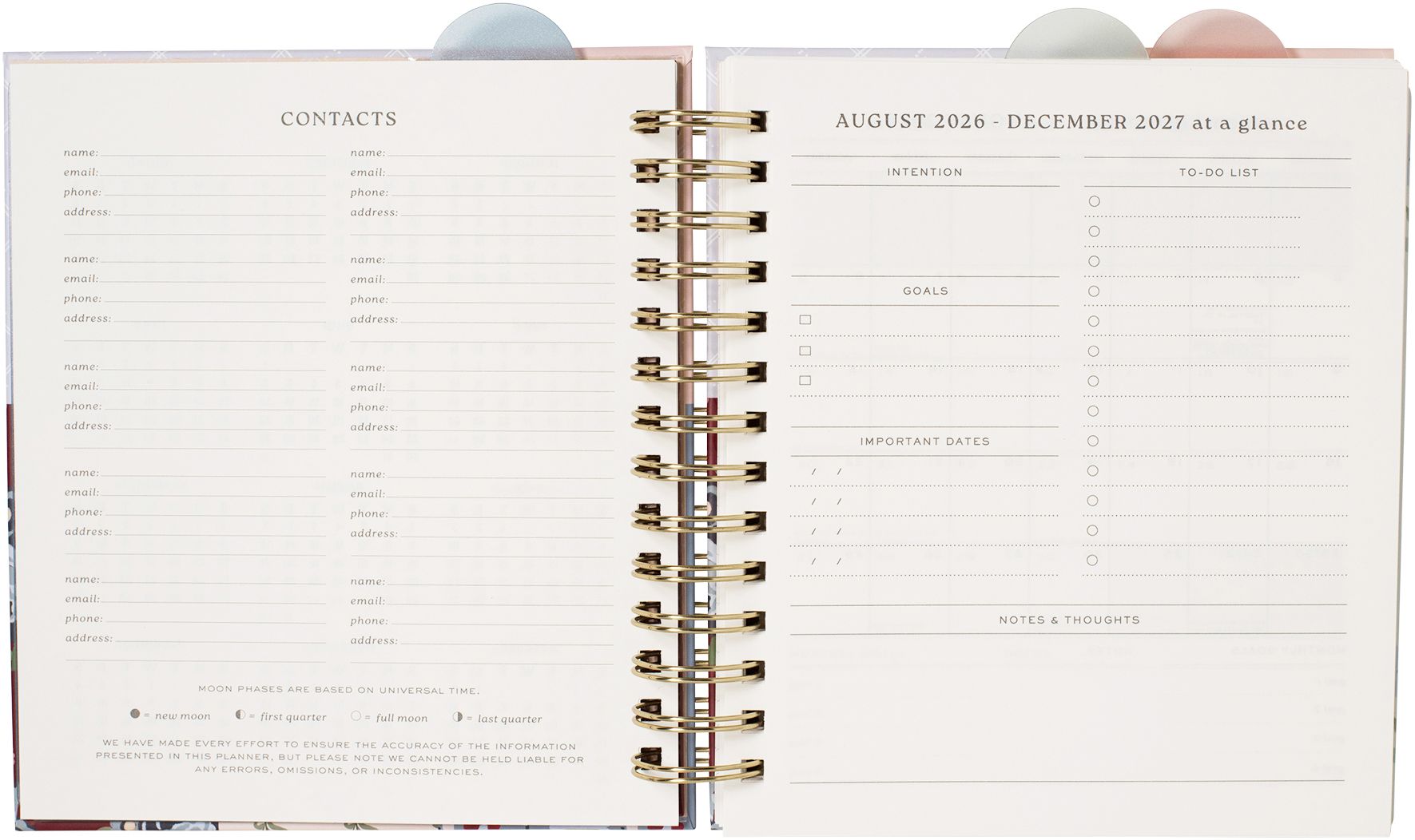2026-2027 Quilted Cottage Weekly Desk Planner