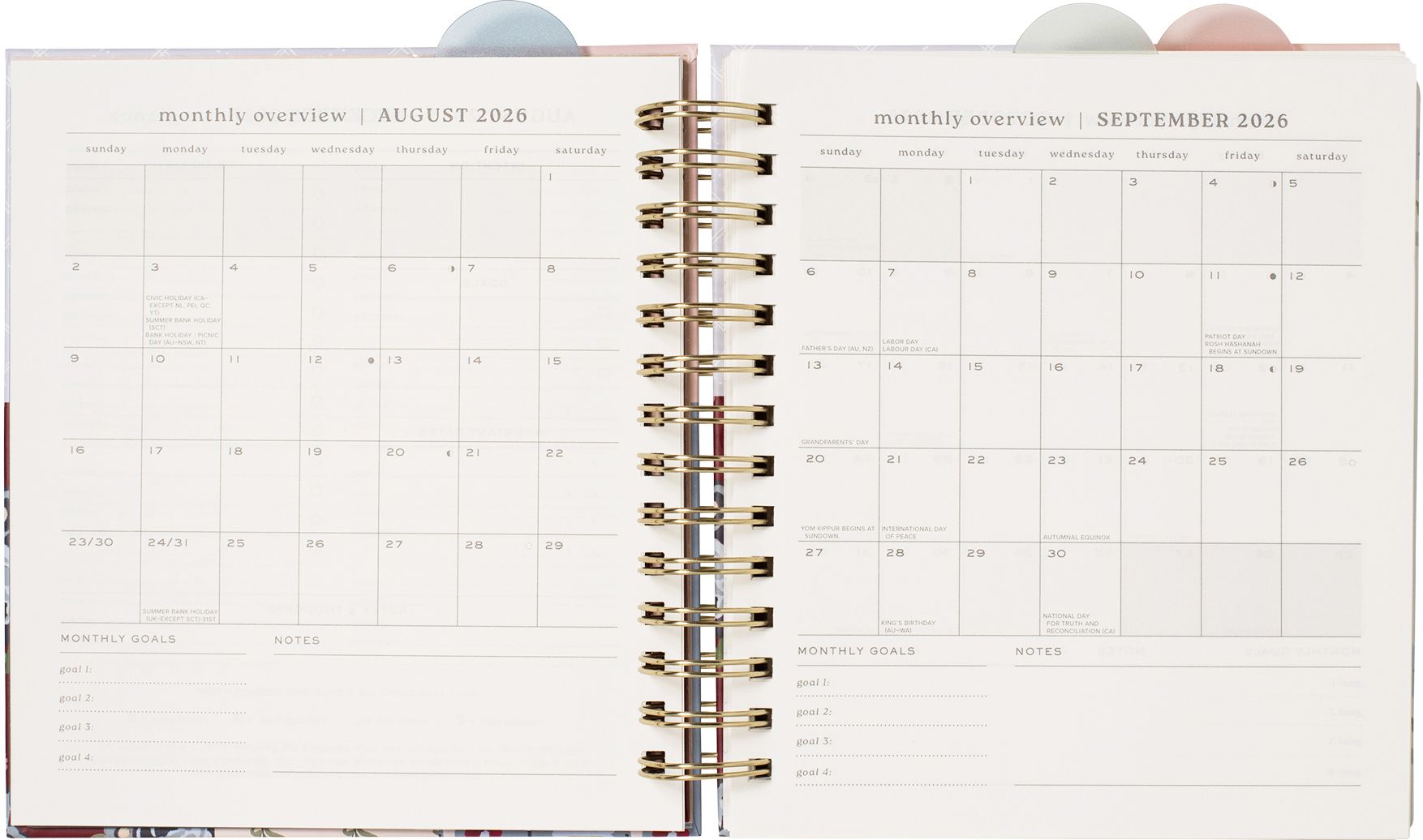 2026-2027 Quilted Cottage Weekly Desk Planner