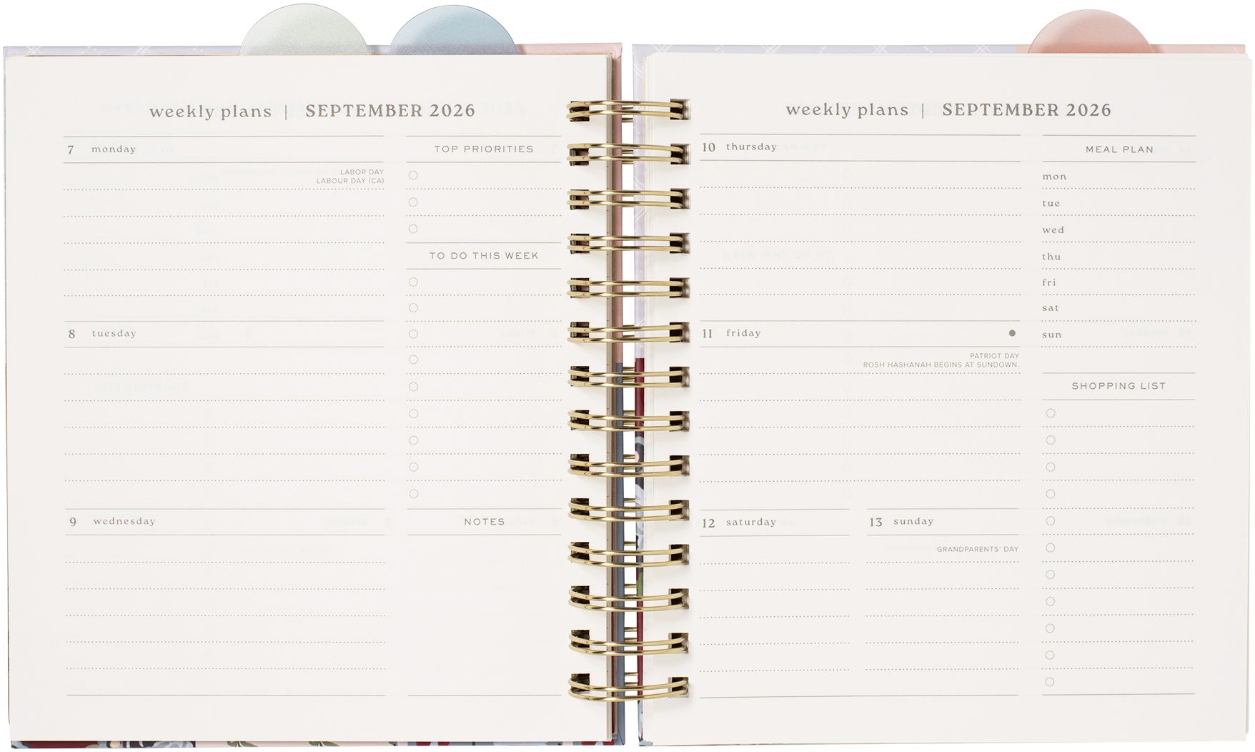 2026-2027 Quilted Cottage Weekly Desk Planner