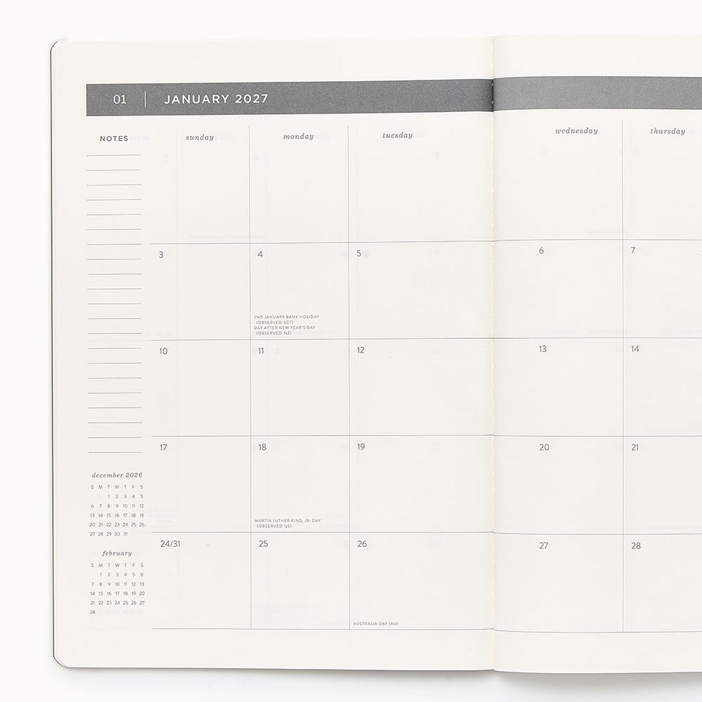 2026-2027 Paper Source Landscapes Monthly Desk Planner