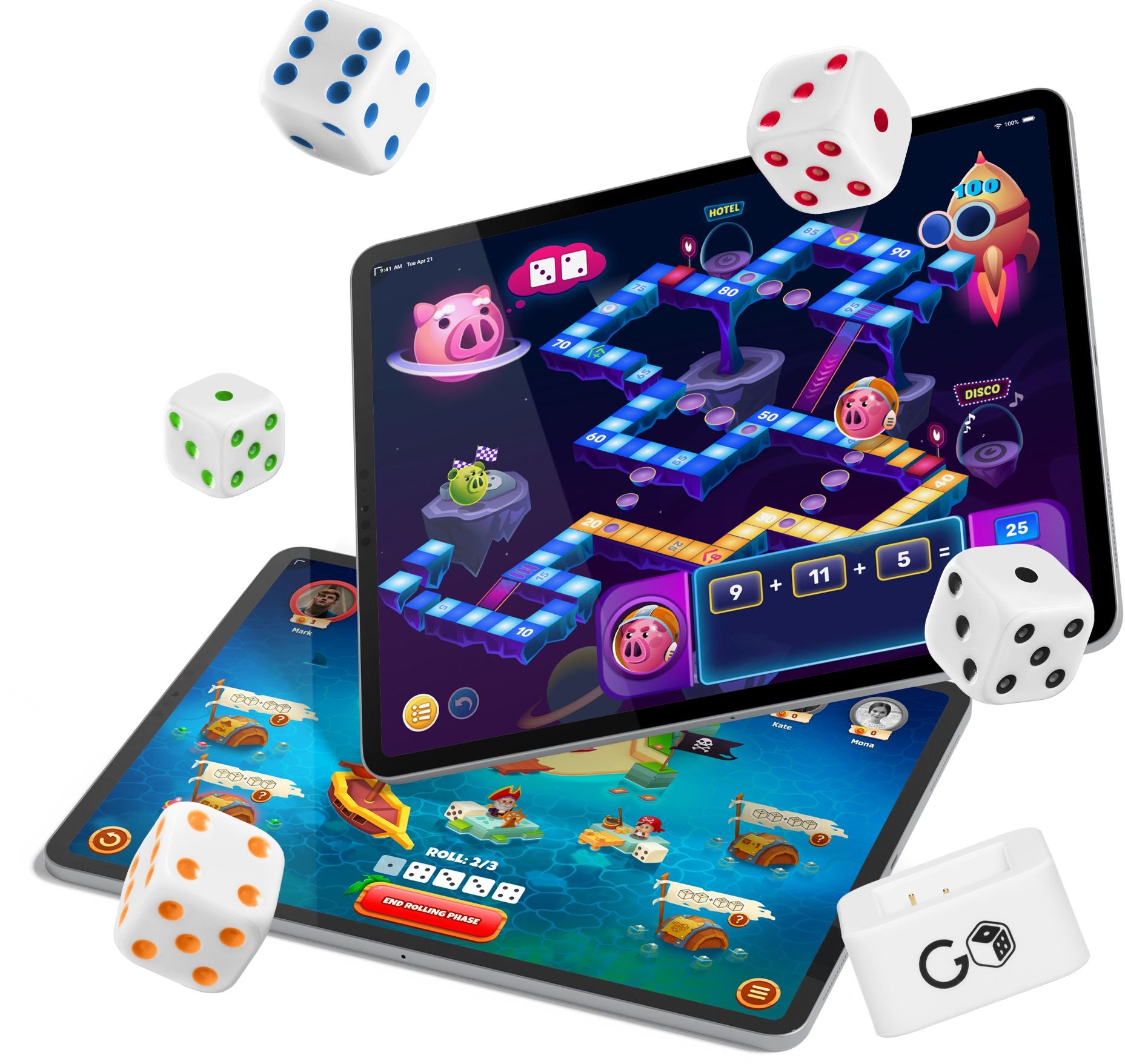 GoDice Family Pack - 5 Smart Connected Dice. Brings The Best Dice Games of All Time to The 21st Century. Educational, Fun & Innovative Games for Family, Friends, Game Nights. Free App. Cool Tech Gift