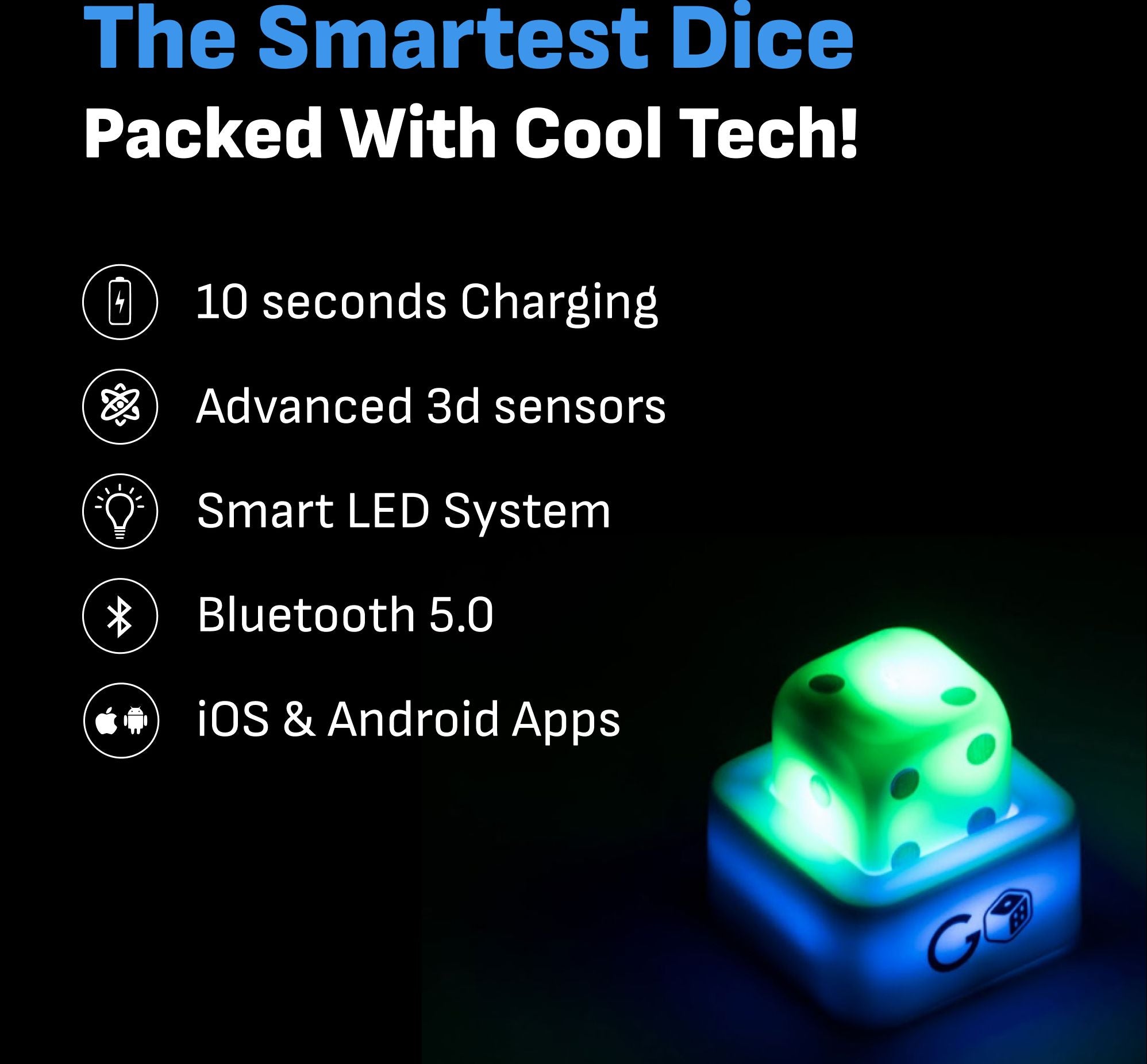GoDice Family Pack - 5 Smart Connected Dice. Brings The Best Dice Games of All Time to The 21st Century. Educational, Fun & Innovative Games for Family, Friends, Game Nights. Free App. Cool Tech Gift