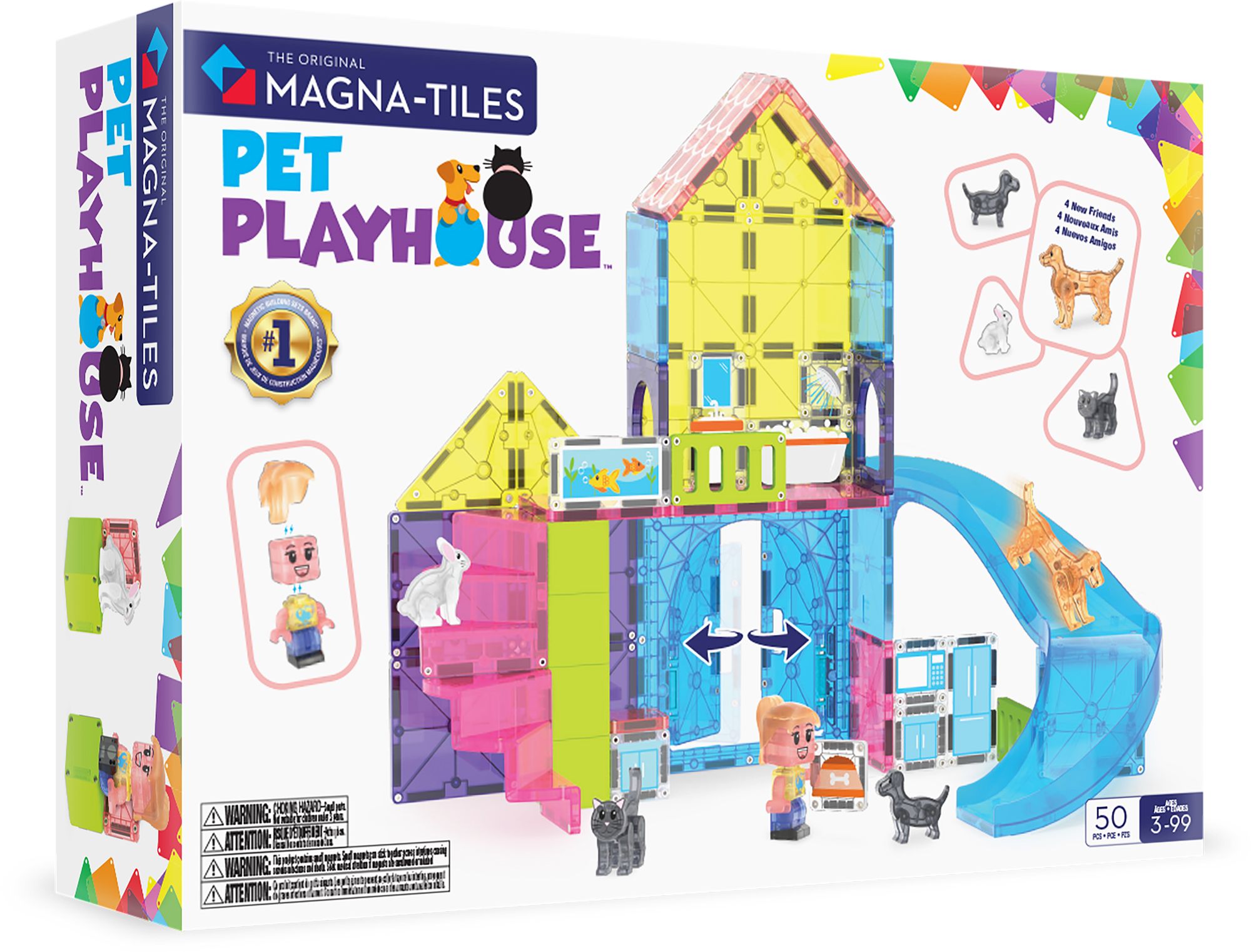 MAGNA-TILES® Pet Playhouse 50-Piece Magnetic Construction Set, The Original Magnetic Building Brand